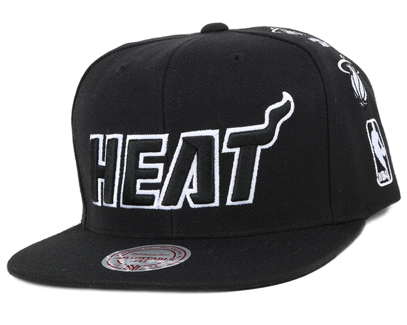 Miami Heat Team Logo History Black Snapback - Mitchell ...
