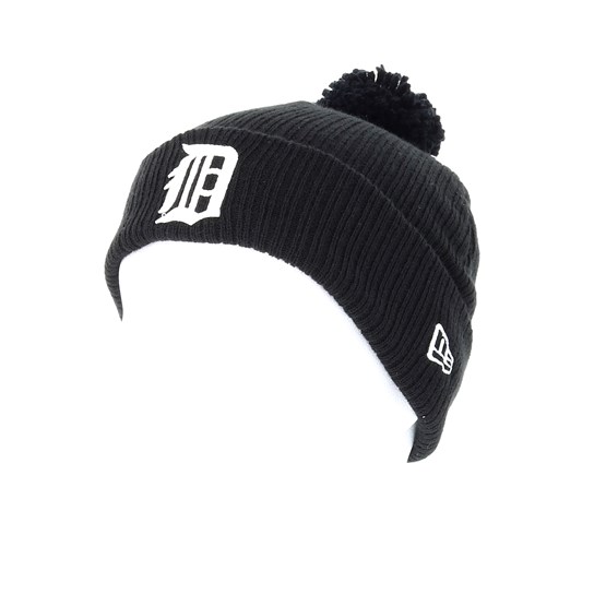Detroit Tigers Lightweight Felt Bobble Black Pom New Era Beanies Hatstoreworld Com