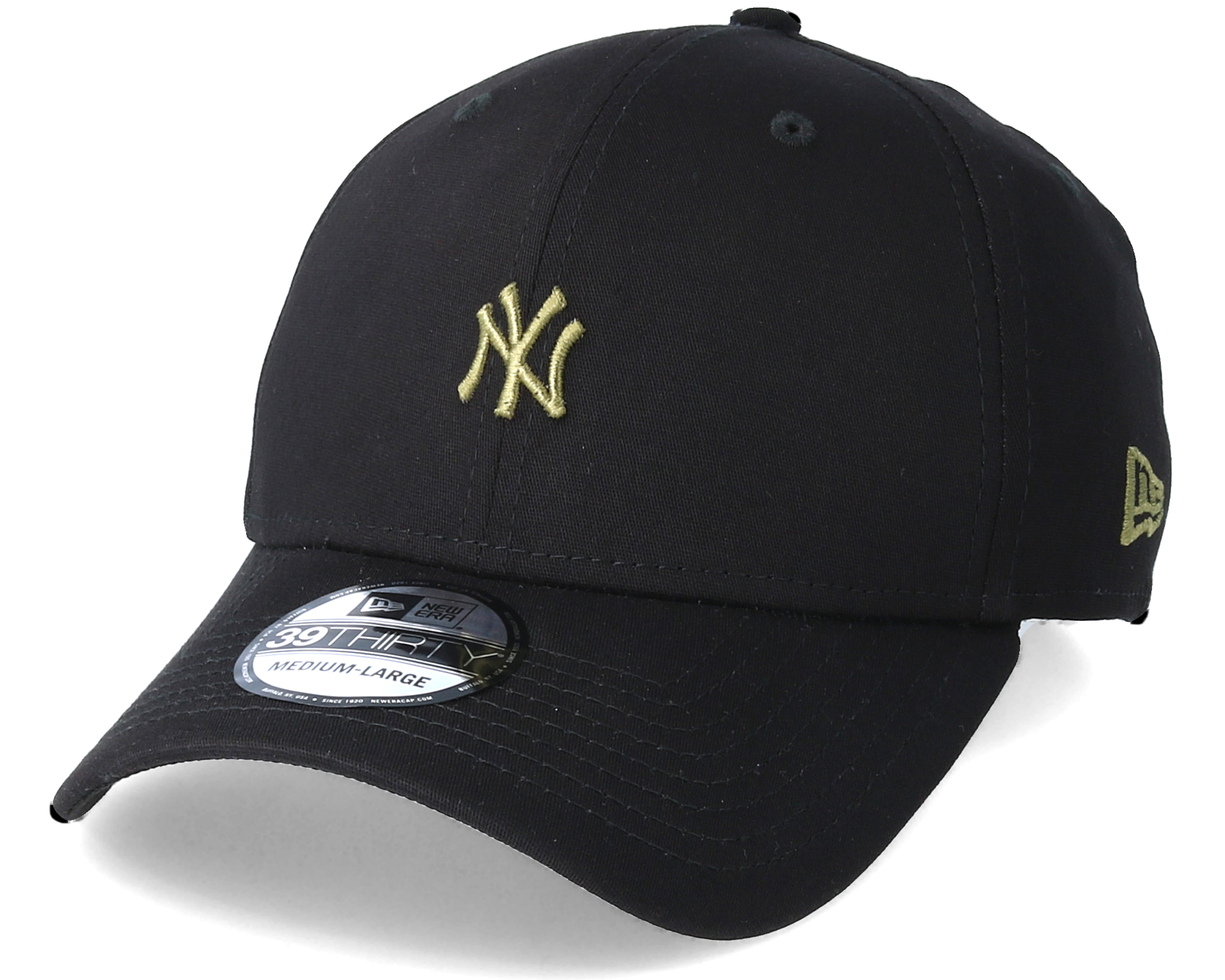 New York Yankees Mini Logo 39Thirty Black/Olive Flexfit New Era caps Hatstore.co.uk
