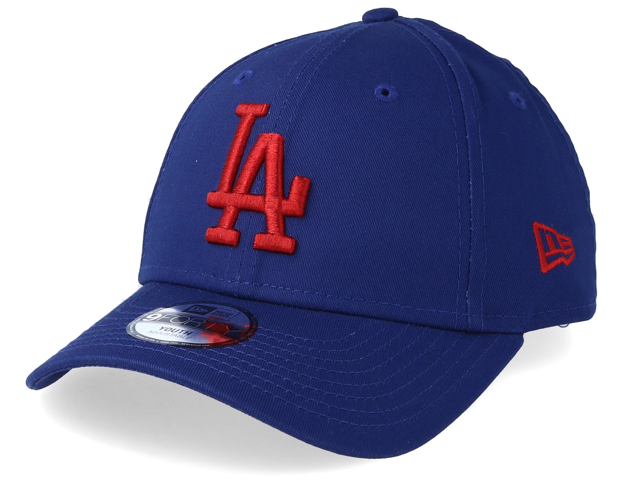 Shop Kids Los Angeles Dodgers League Essential 9Forty Dark Blue/Red Adjusta...