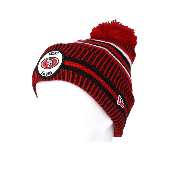 San Francisco 49ers On Field 19 Sport Knit Red Black Pom New Era Beanies Hatstoreworld Com