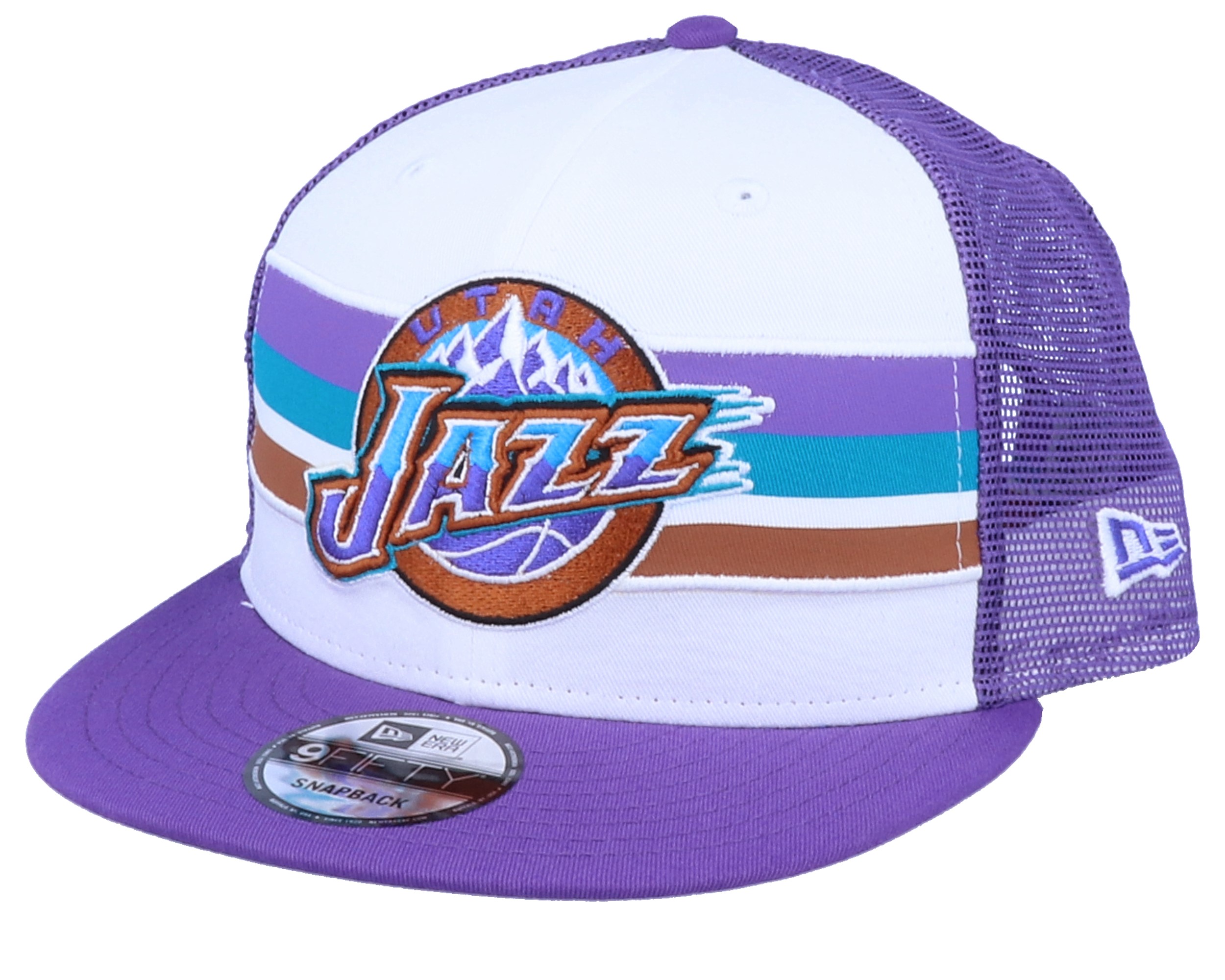 Utah Jazz Stripe 9fifty White Purple Trucker New Era Start Bone Hatstore