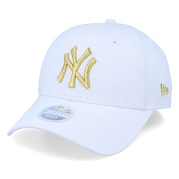 white and gold yankees hat