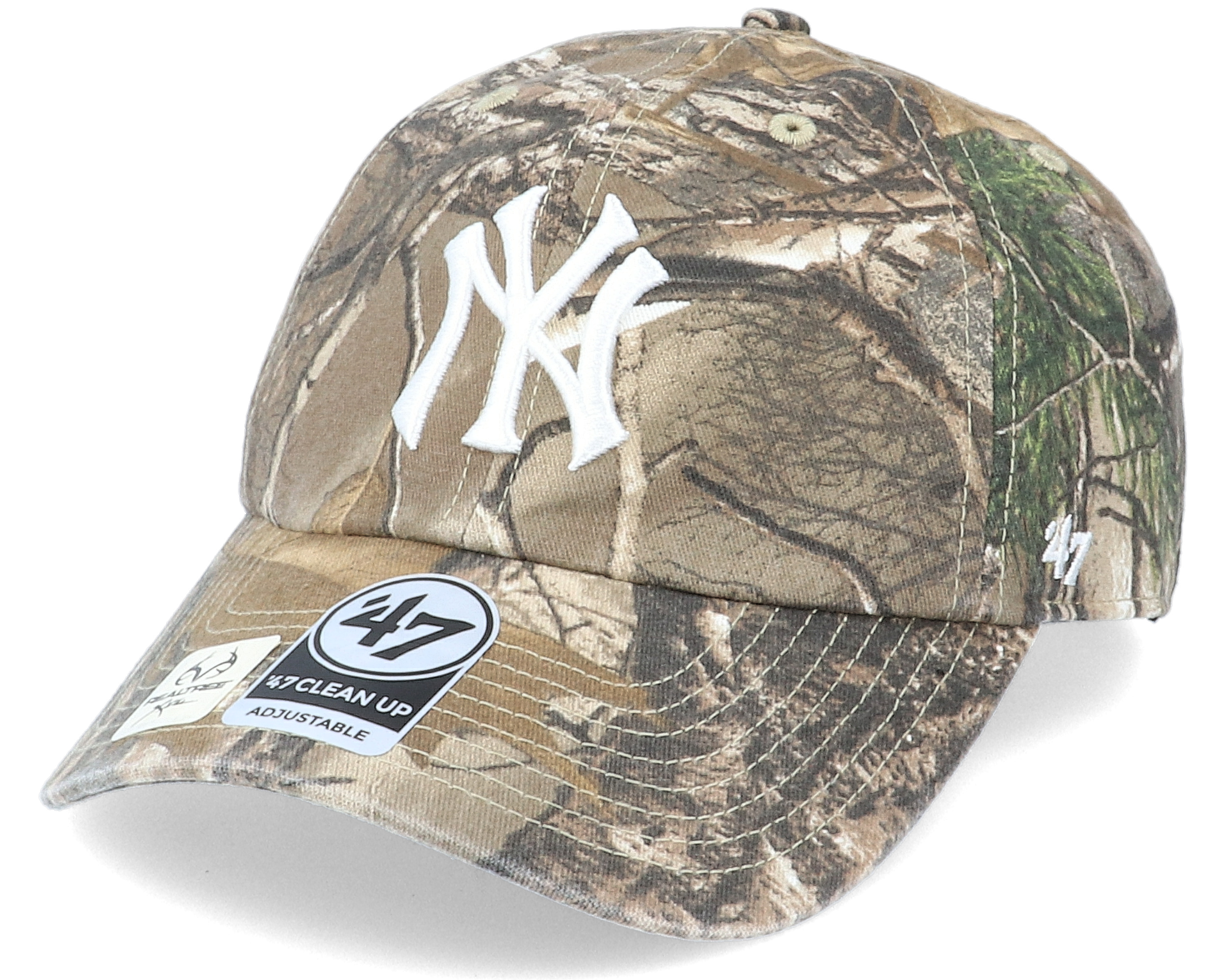 New York Yankees Clean Up Dad Cap Real Tree Camo/White Adjustable 47