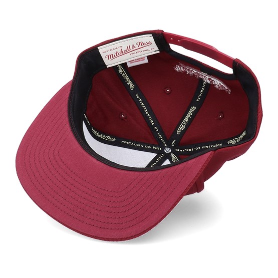 Mitchell & Ness Dark Red INTL894 Branded Small Box Logo Snapback Cap Kappe Basecap 