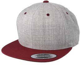 Heather Grey Maroon Snapback - Yupoong