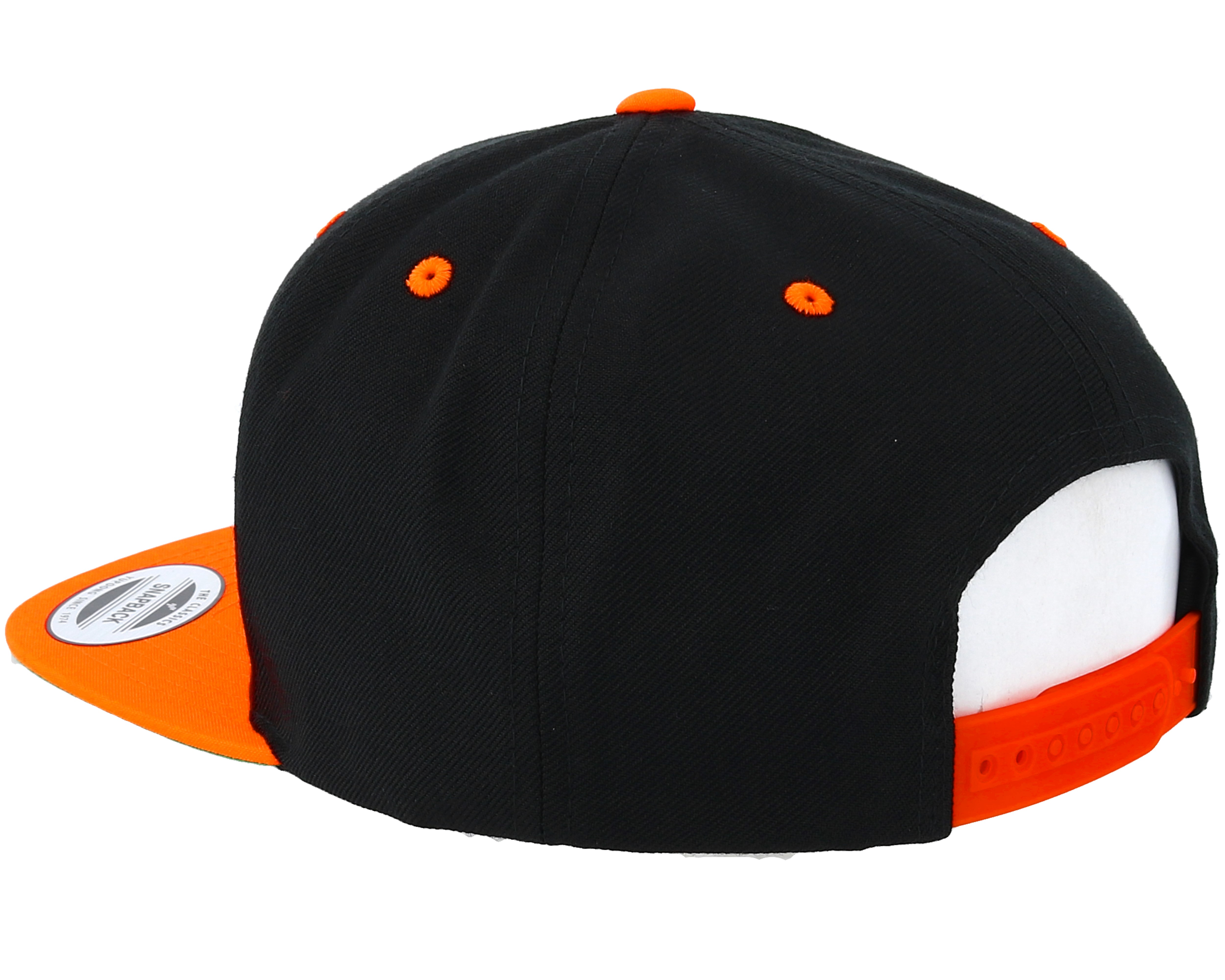 Black/Neon Orange Snapback - Yupoong caps | Hatstore.co.uk