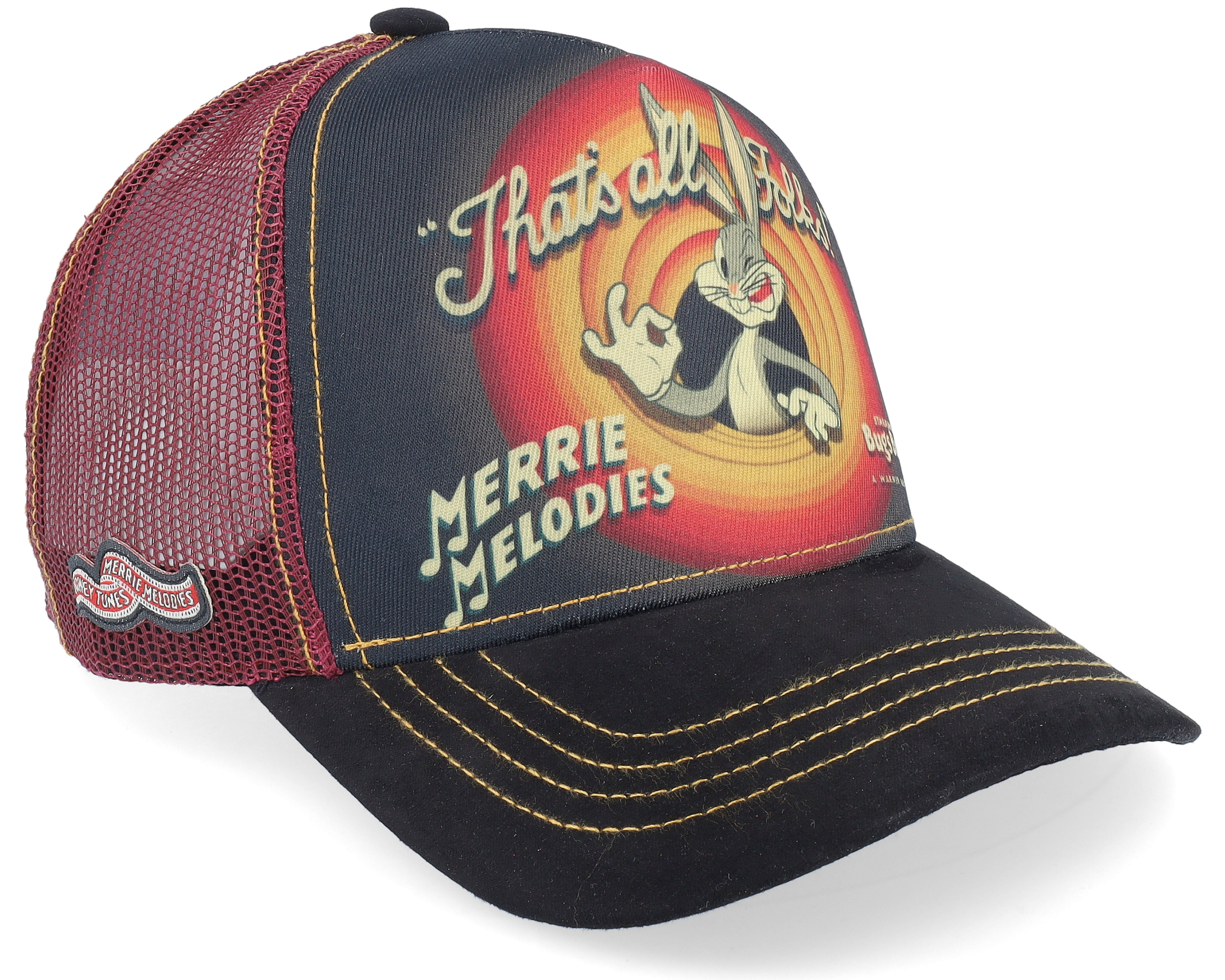 Looney Tunes Thats All Folks! Black/Maroon Trucker Capslab Gorra