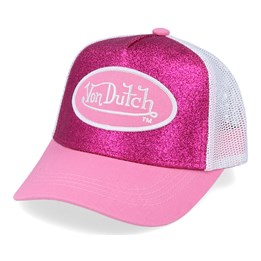 Kids Oval Patch Glitter Pink/White Trucker - Von Dutch Cappellino - Hatstore