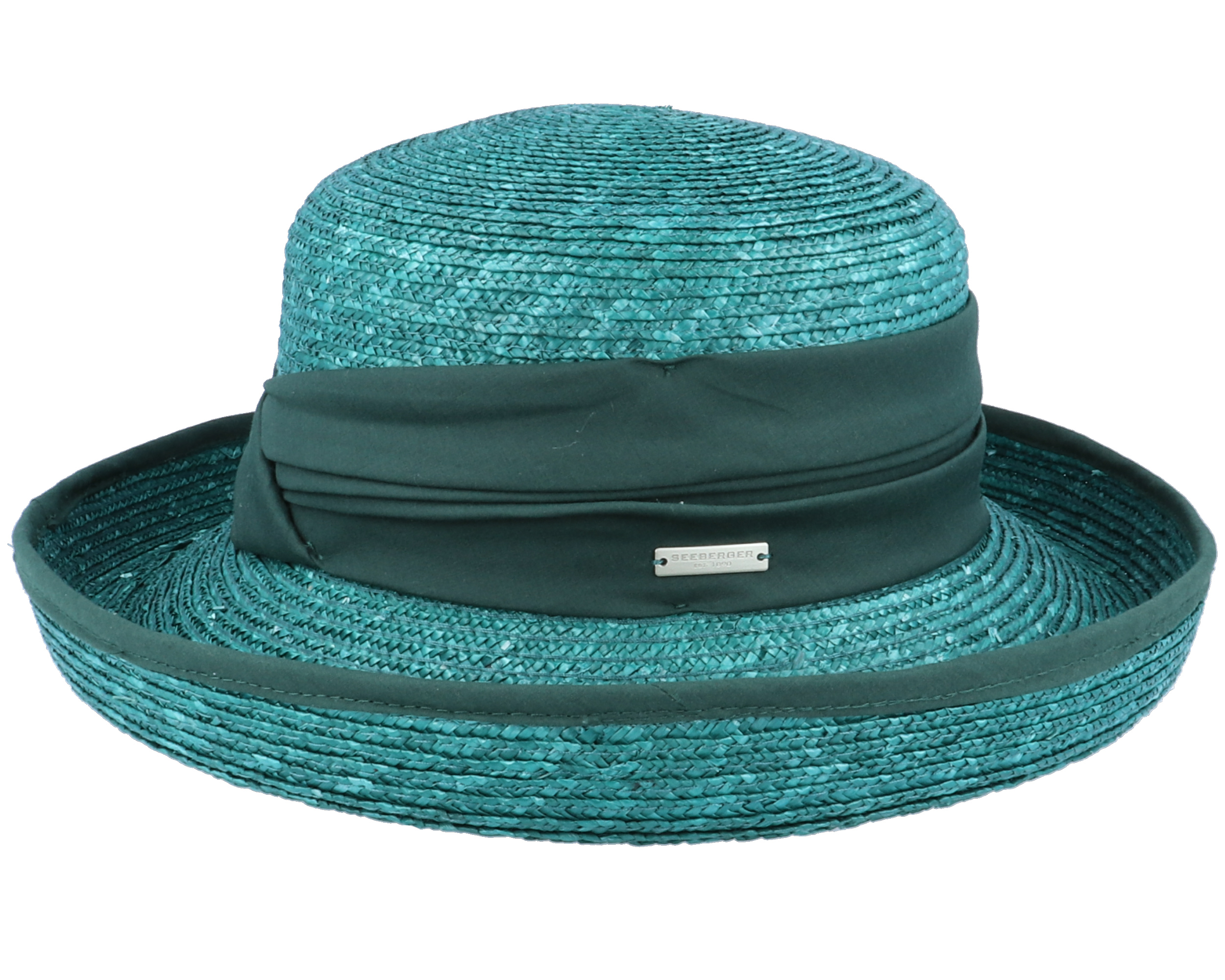 Hat In Straw Braid Forest Green Straw Hat Seeberger hats Hatstore.co.uk