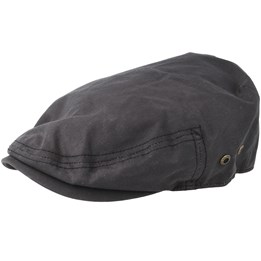 Driver Cap Waxed Cotton Black Flat Cap 