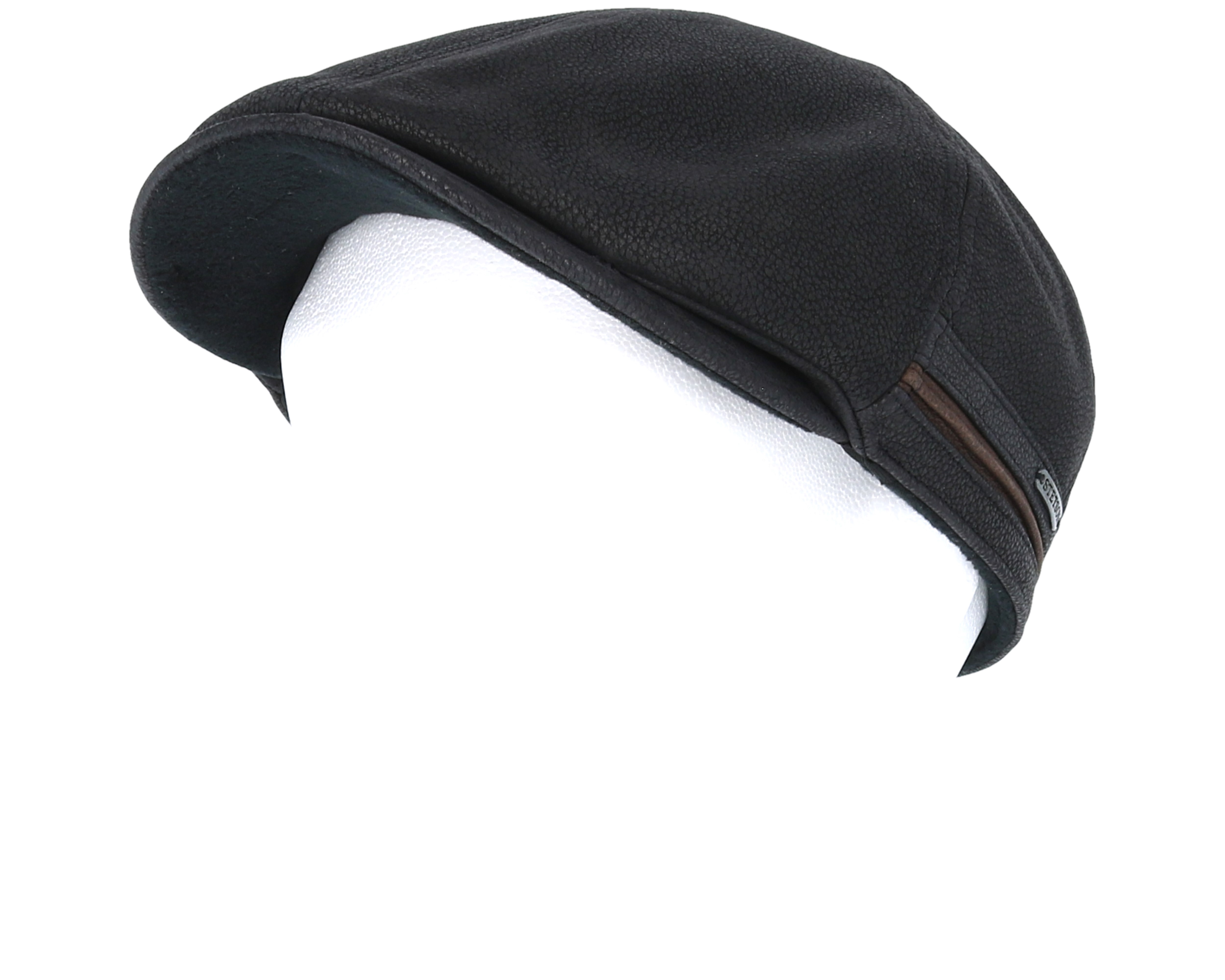 Duck Cap Cowhide Black Flat Cap Stetson caps Hatstore.co.uk