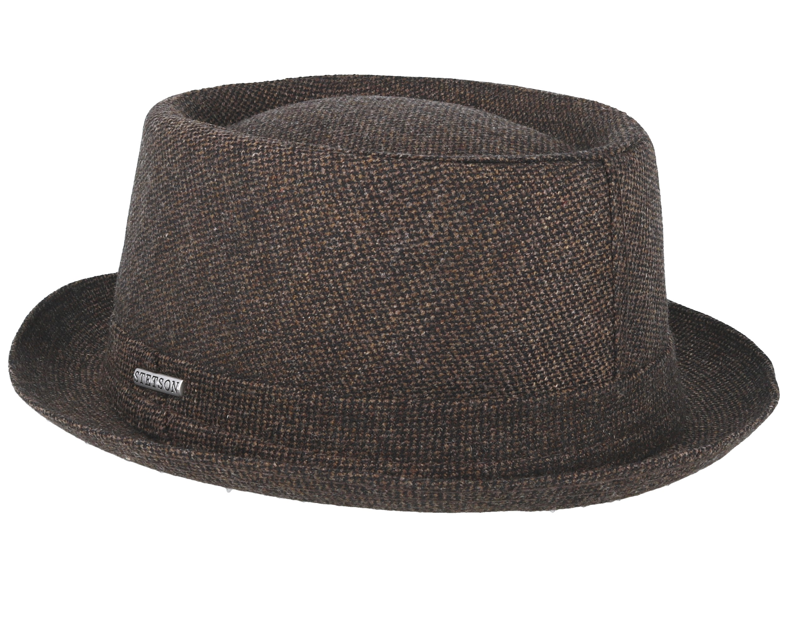 Wool Tweed Brown Pork Pie - Stetson hats | Hatstore.co.uk