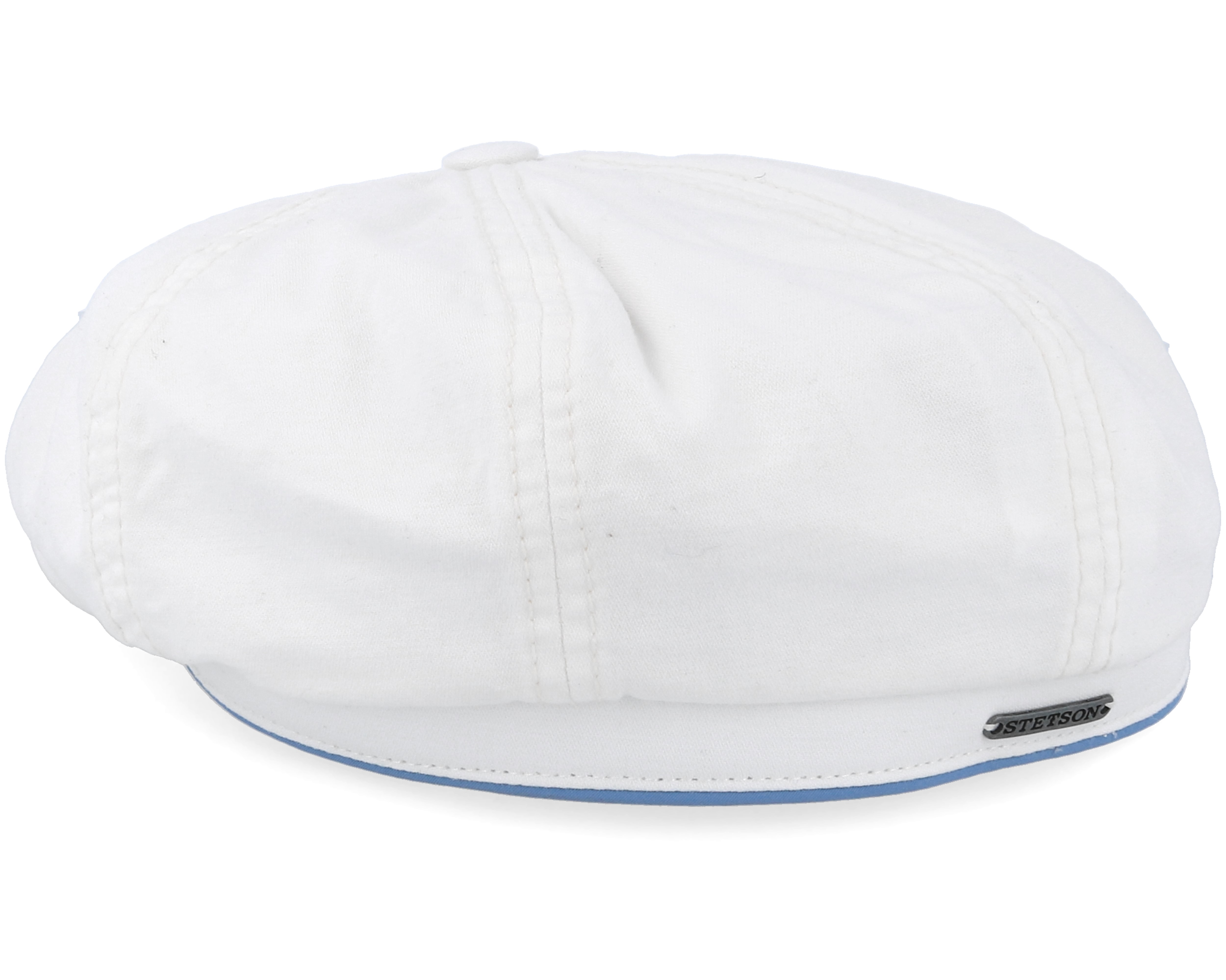 Hatteras Dyed Cotton White Flat Cap Stetson caps Hatstore.co.uk