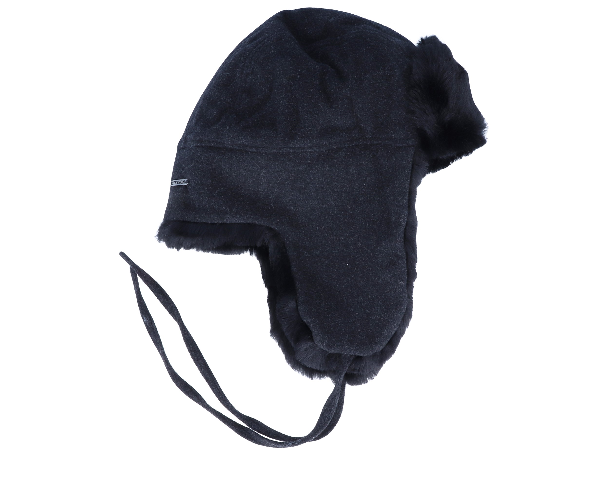 Bomber Cap Wool/Cashmere 2 Black Trapper Stetson beanies