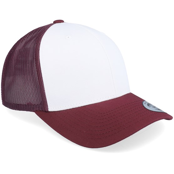 Retro Maroon/White/Maroon Trucker - Yupoong caps | Hatstore.co.uk