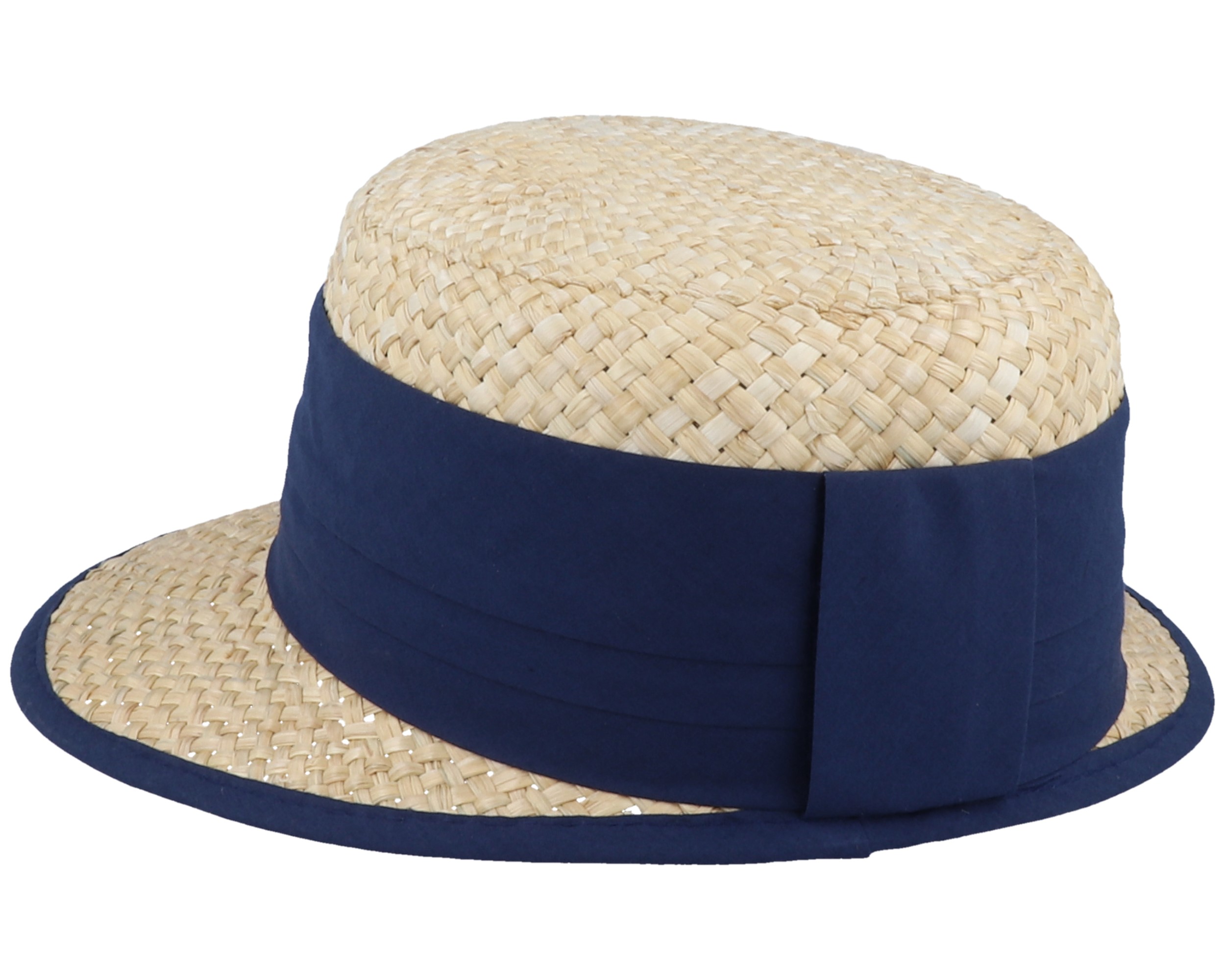 a blue straw hat