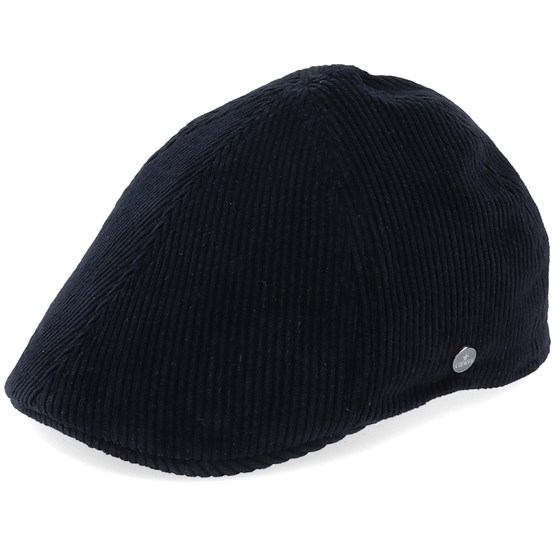 Black corduroy flat cap Clearance