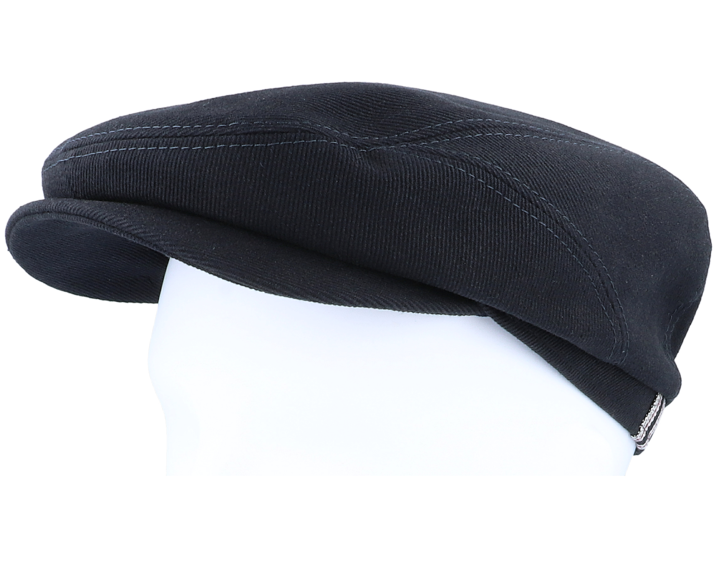 Belfast Driver Cap With Selvedge Black Flat Cap Stetson caps