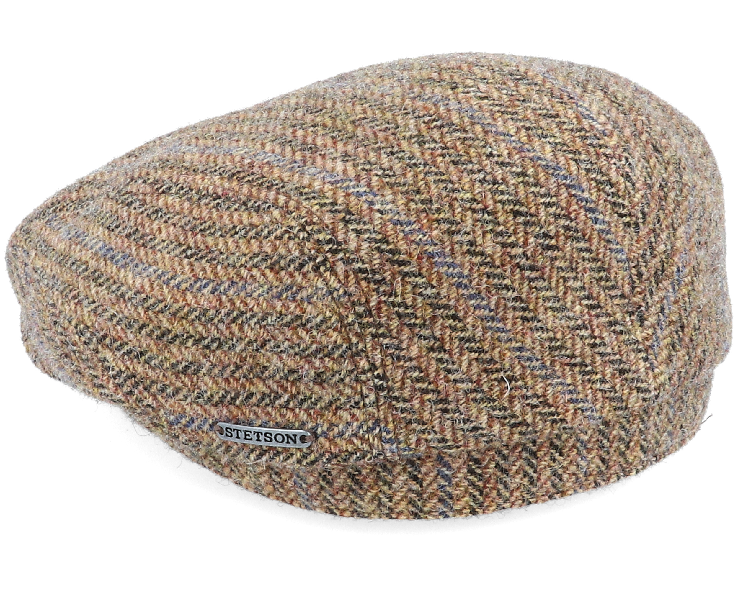 Belfast Driver Cap Virgin Wool Herringbone Brown Flat Cap Stetson