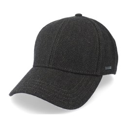Baseball Cap Wool Herringbone Black 