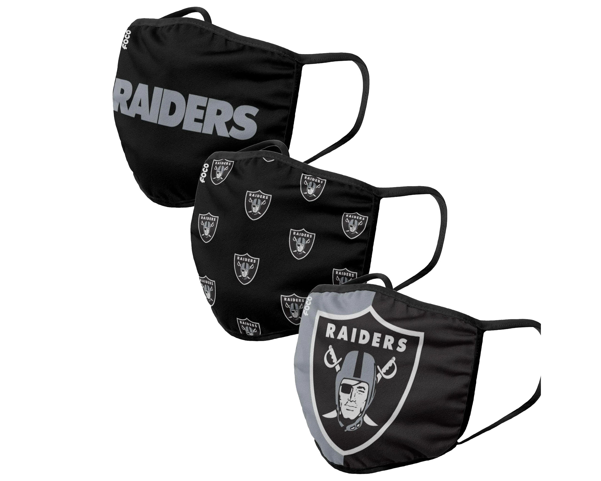 Las Vegas Raiders 3Pack NFL Black Face Mask Foco facemask