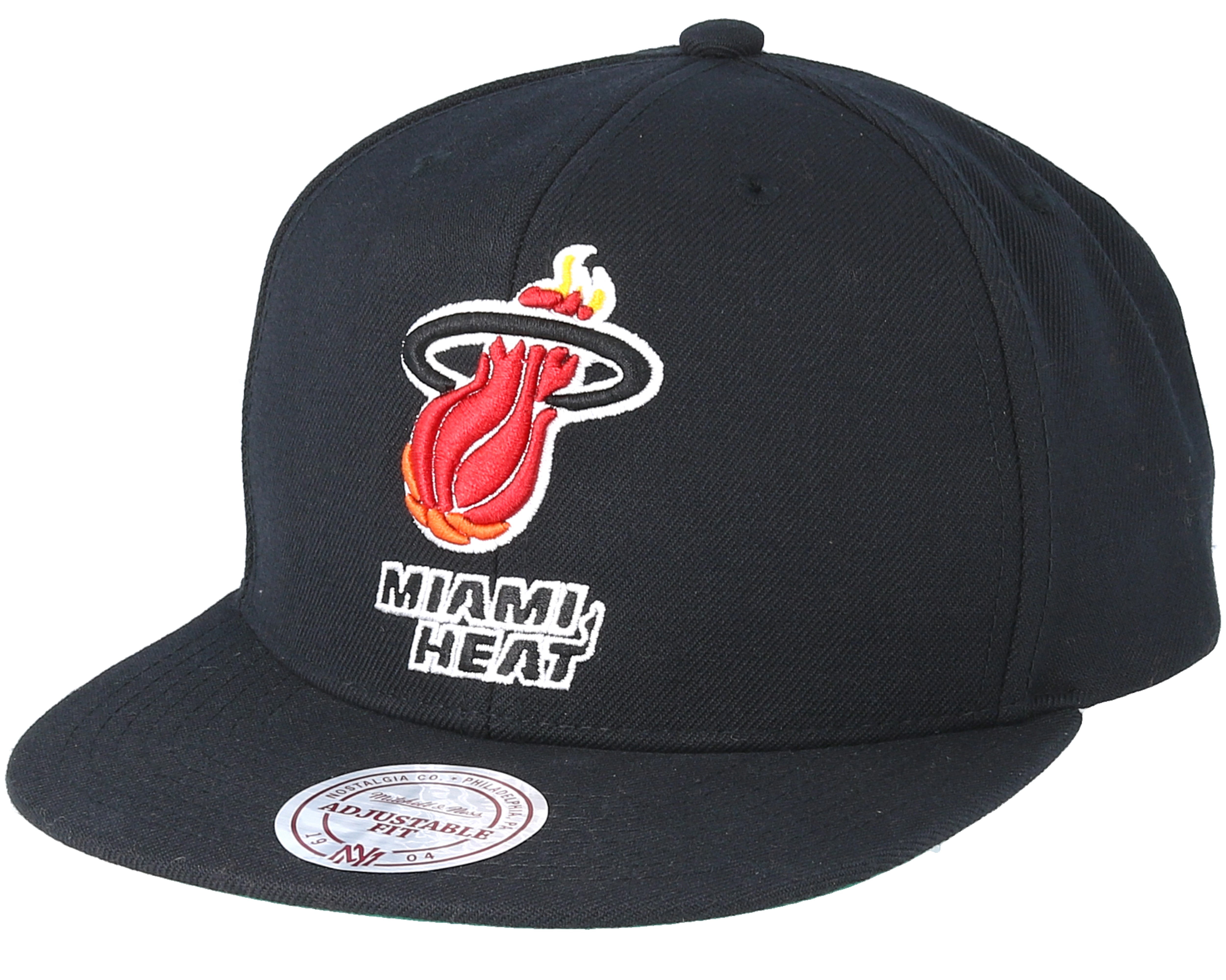 Miami Heat Wool Solid Black Snapback Mitchell & Ness caps
