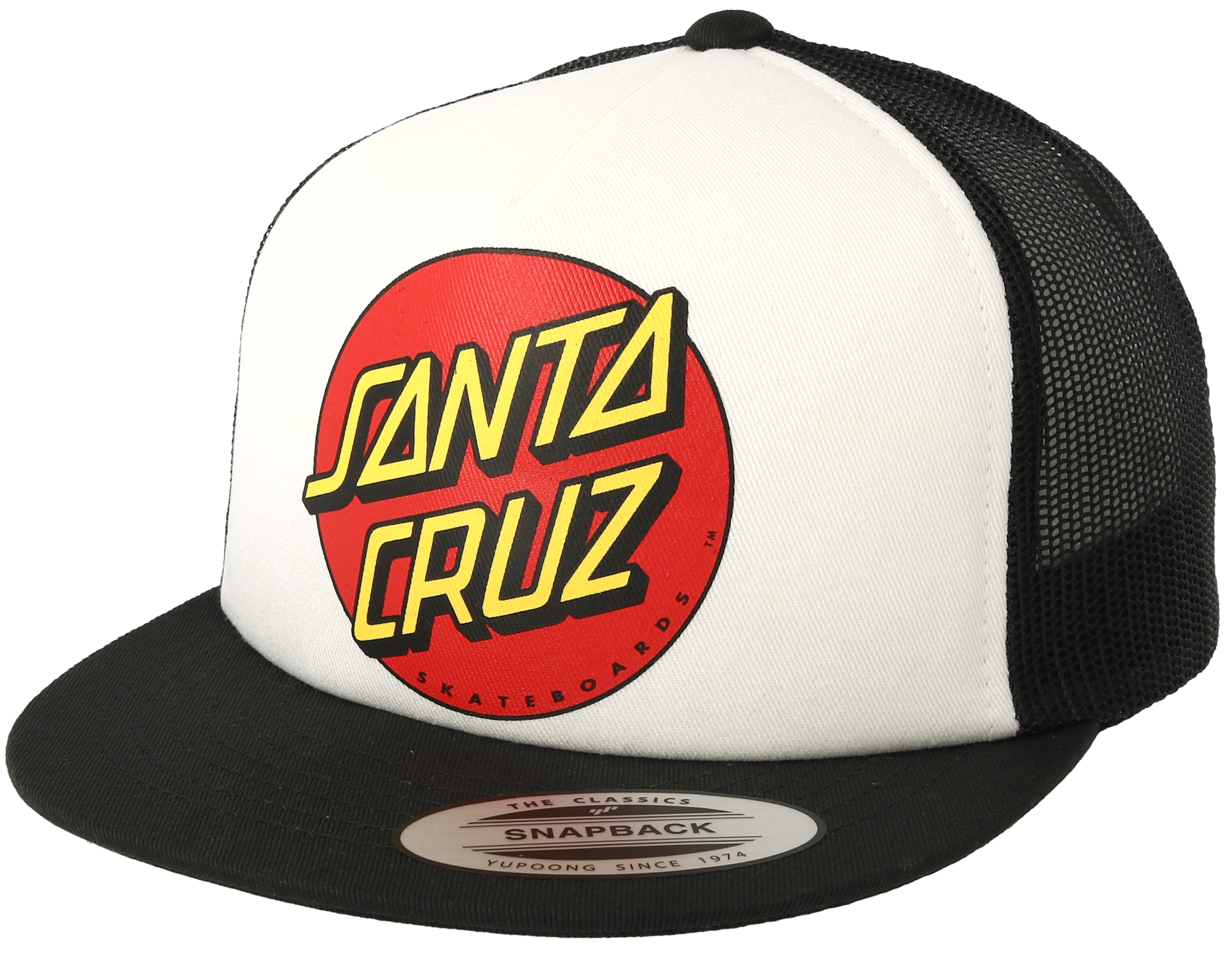 Youth Classic Dot Cap White/Black Trucker Snapback Santa Cruz caps