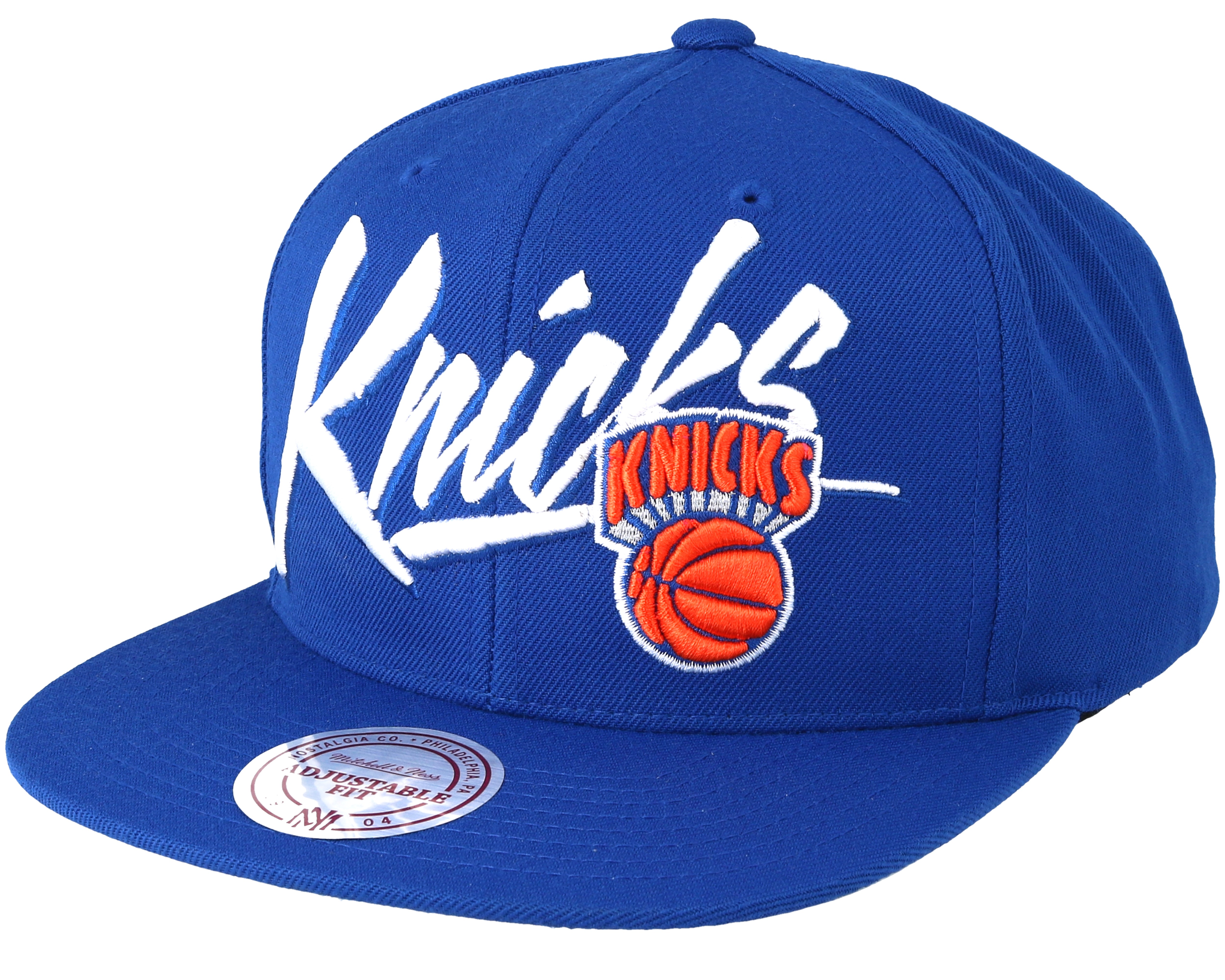 New York Knicks Vice Script Solid Blue Snapback - Mitchell & Ness caps - Hatstoreworld.com