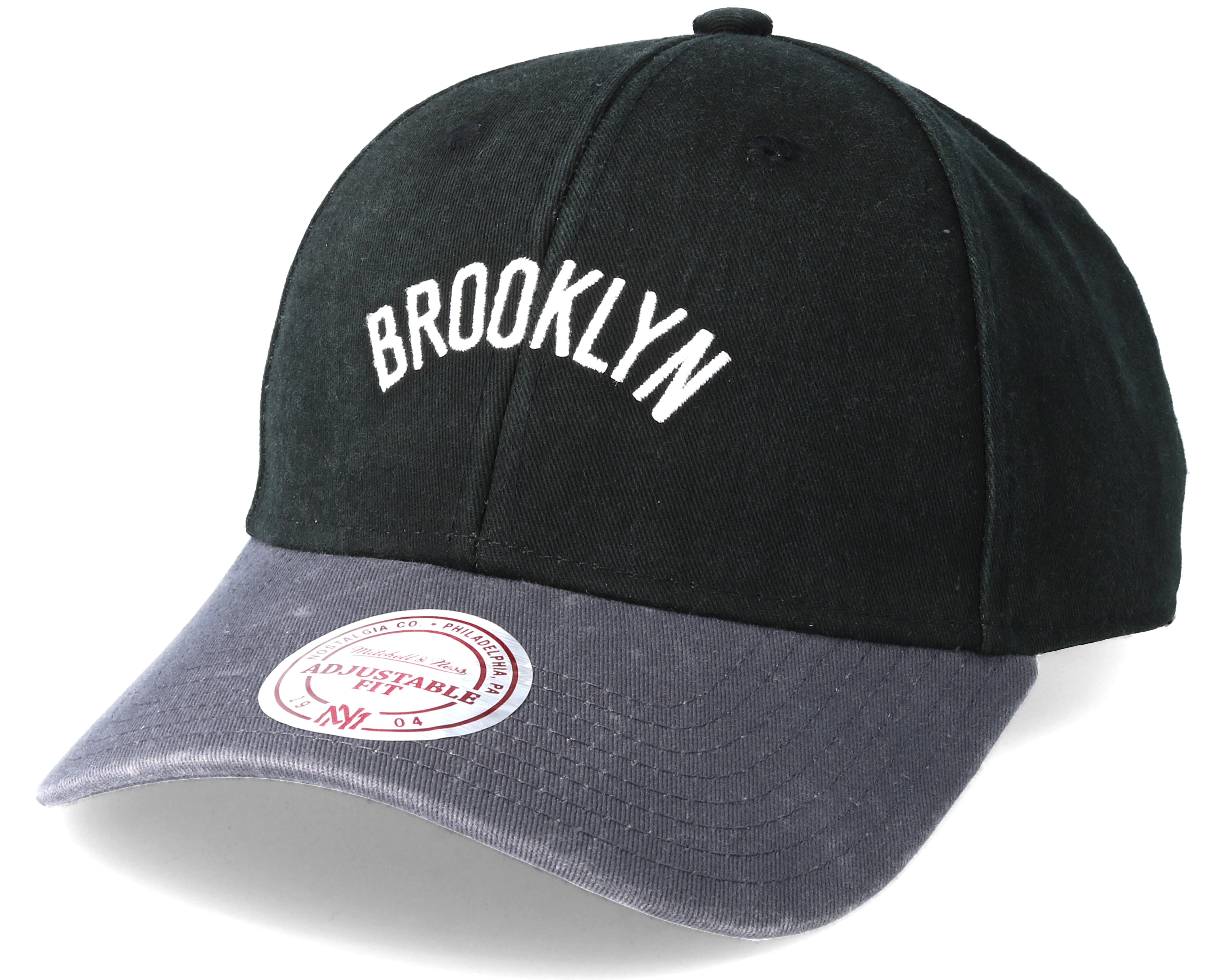 Brooklyn Nets 2 Tone Wordmark Black Adjustable - Mitchell & Ness caps ...