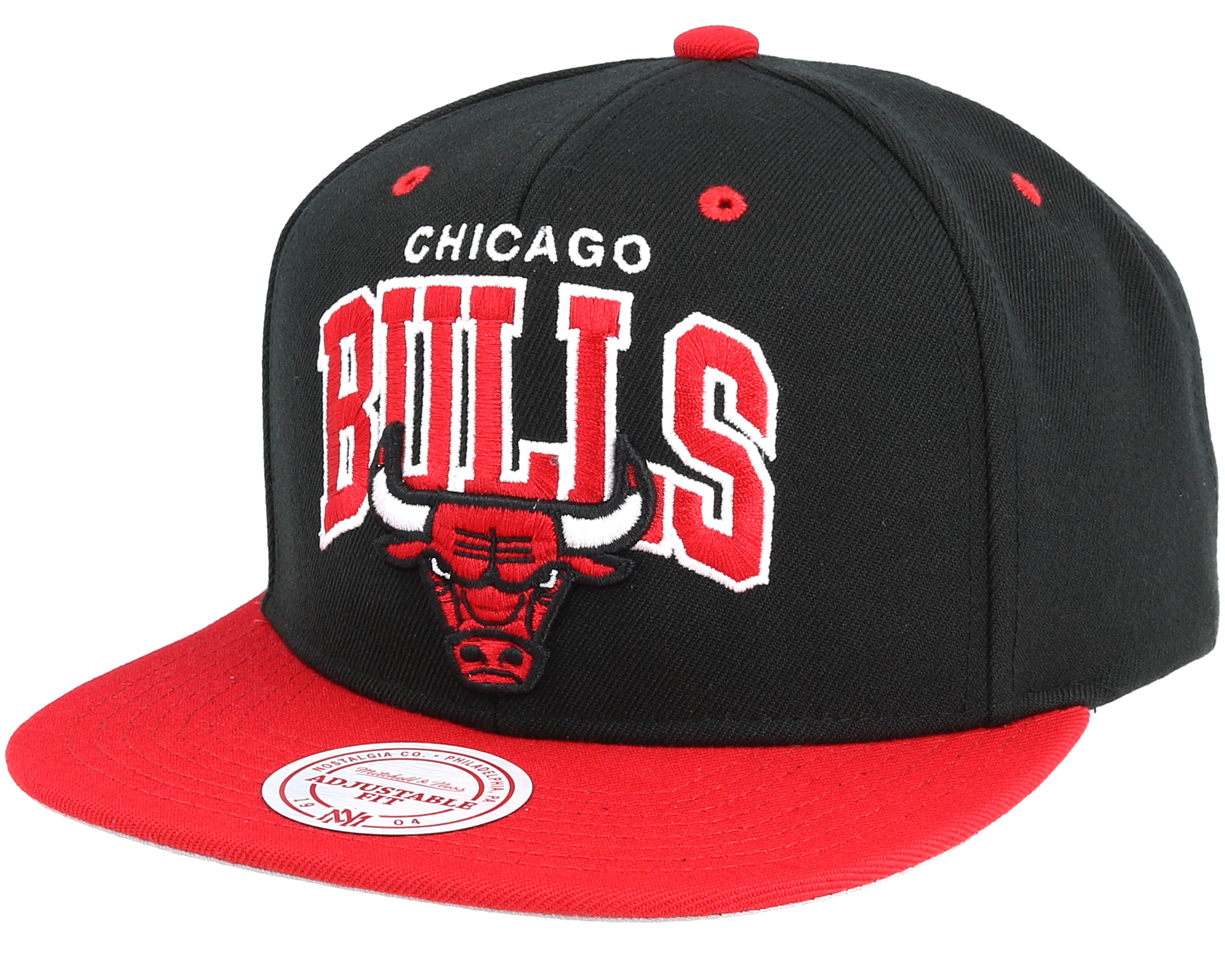 Chicago Bulls Team Arch Black Red Snapback Mitchell Ness Lippis 