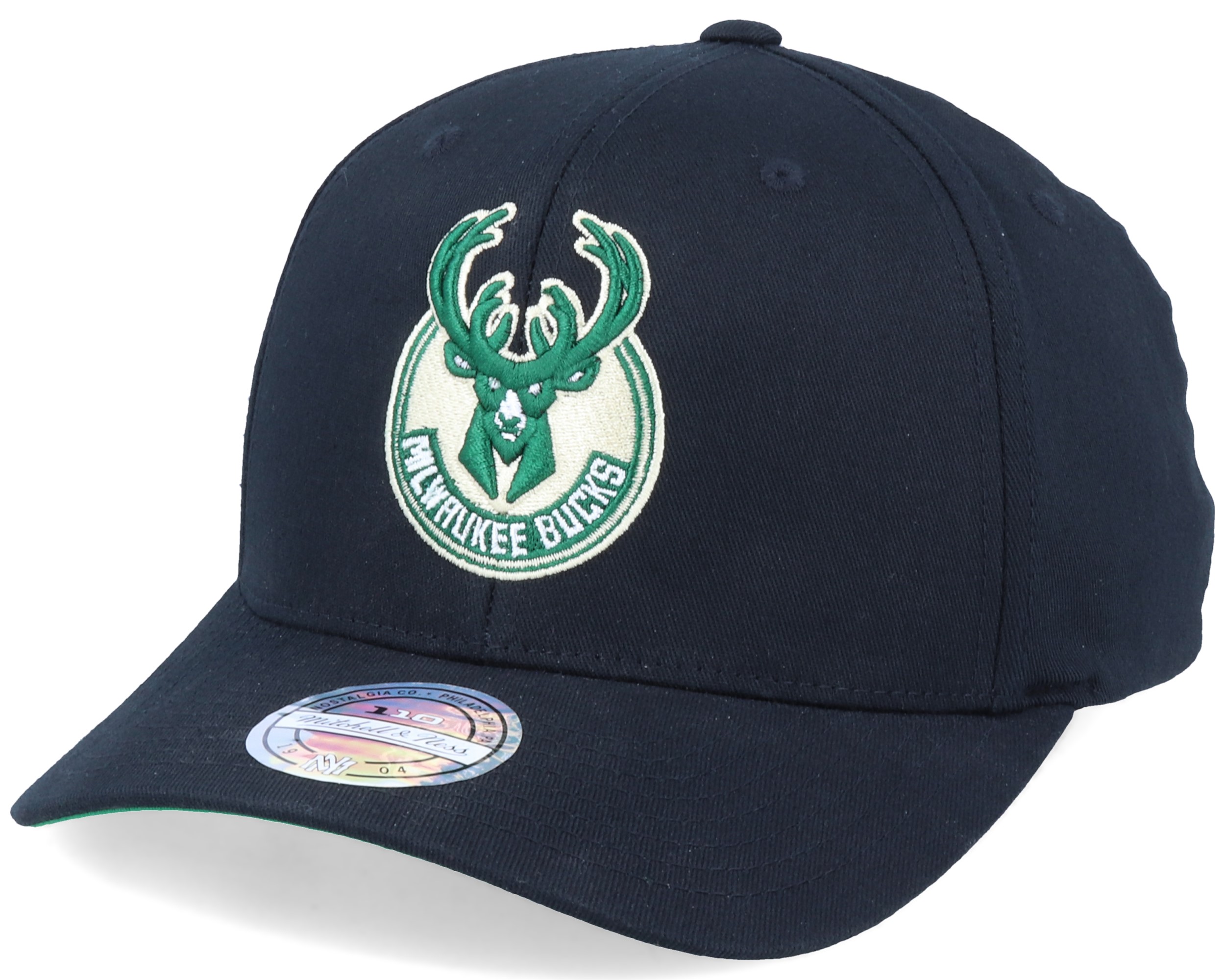 Milwaukee Bucks Logo High Crown Black 110 Adjustable Mitchell & Ness caps