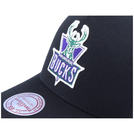 Milwaukee Bucks Logo Classic Black Trucker Mitchell Ness Caps Hatstoreworld Com