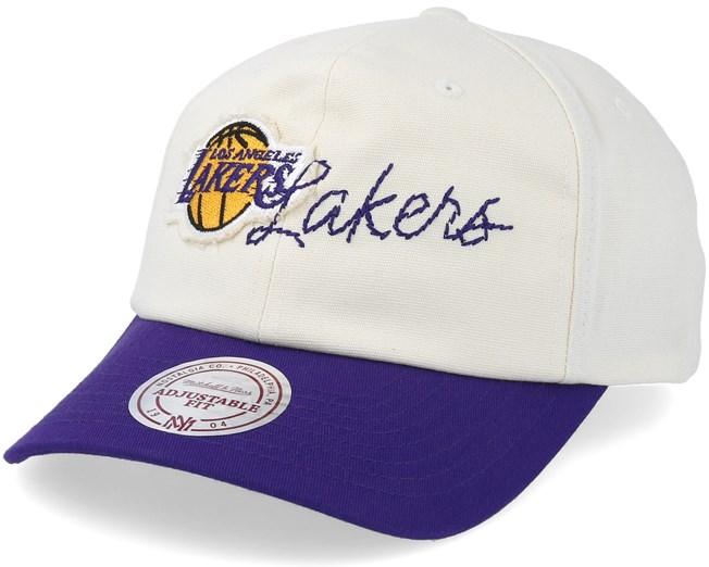 La Lakers Vintage Off White Purple Adjustable Mitchell Ness Caps Hatstoreworld Com