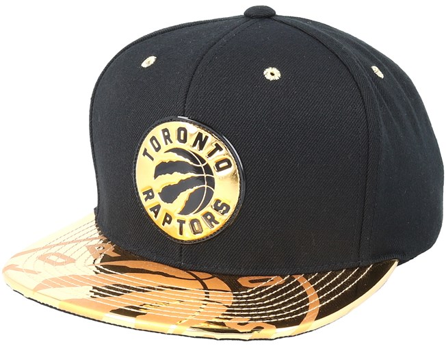 black and gold raptors hat