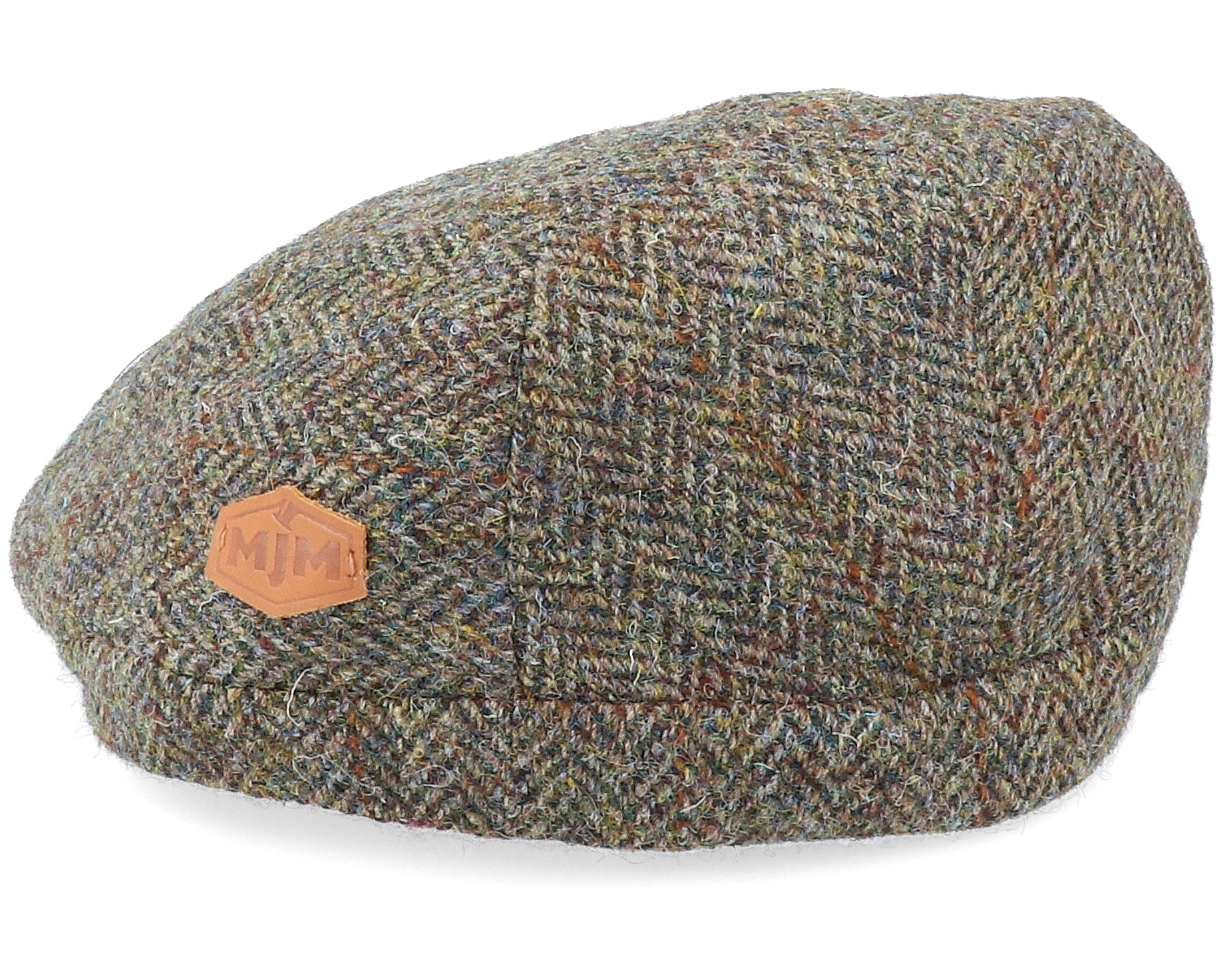 Harris Tweed Ym Green Herringbone Flat Cap MJM Hats caps