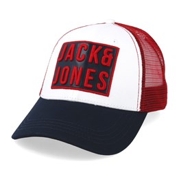 Jacmale Baseball Cap White/Red/Navy 