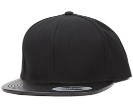Leather Visor Black Snapback - Yupoong