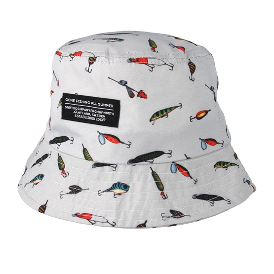 bucket hat with fishing lures