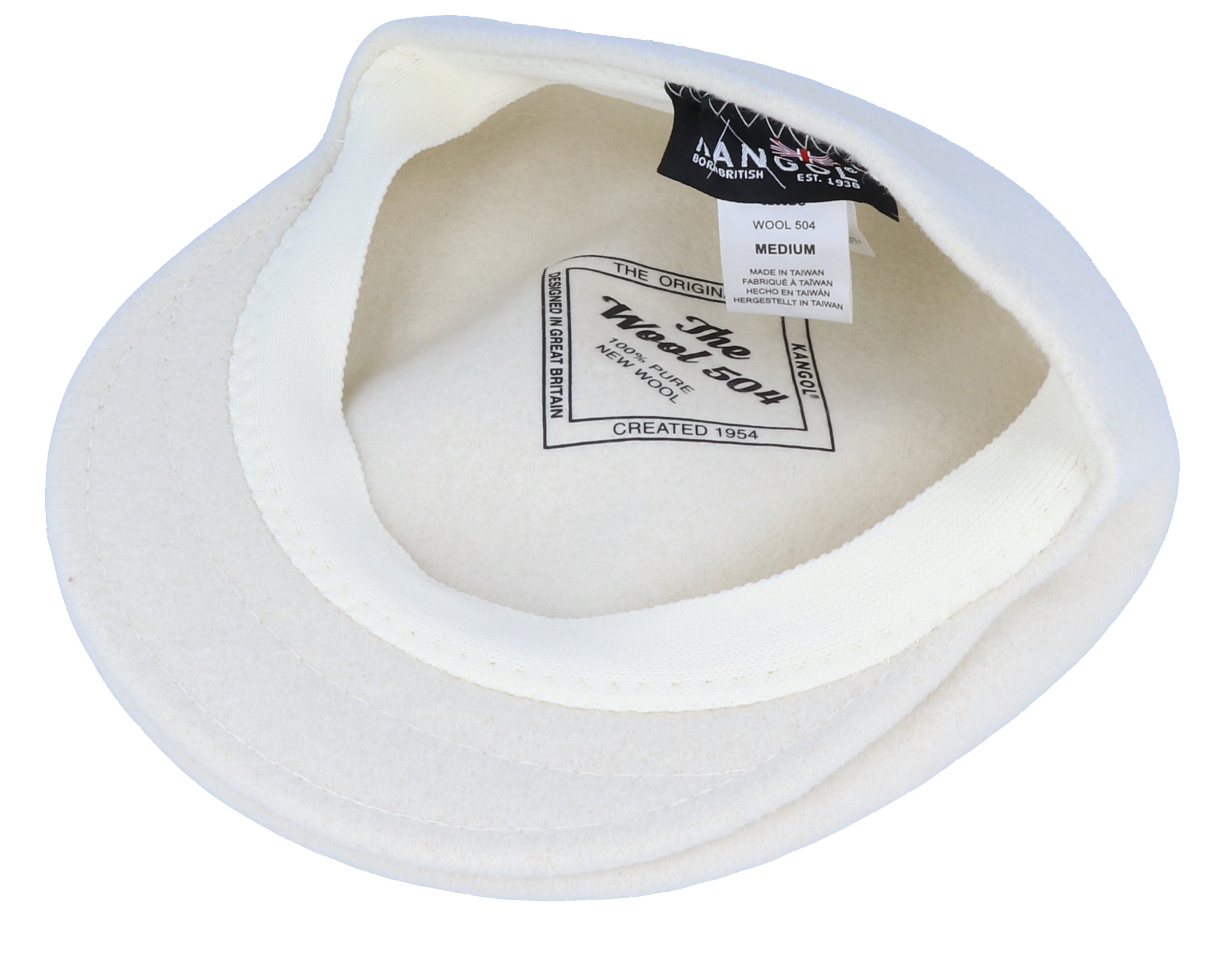 504 White Flat Cap Kangol caps Hatstore.co.uk