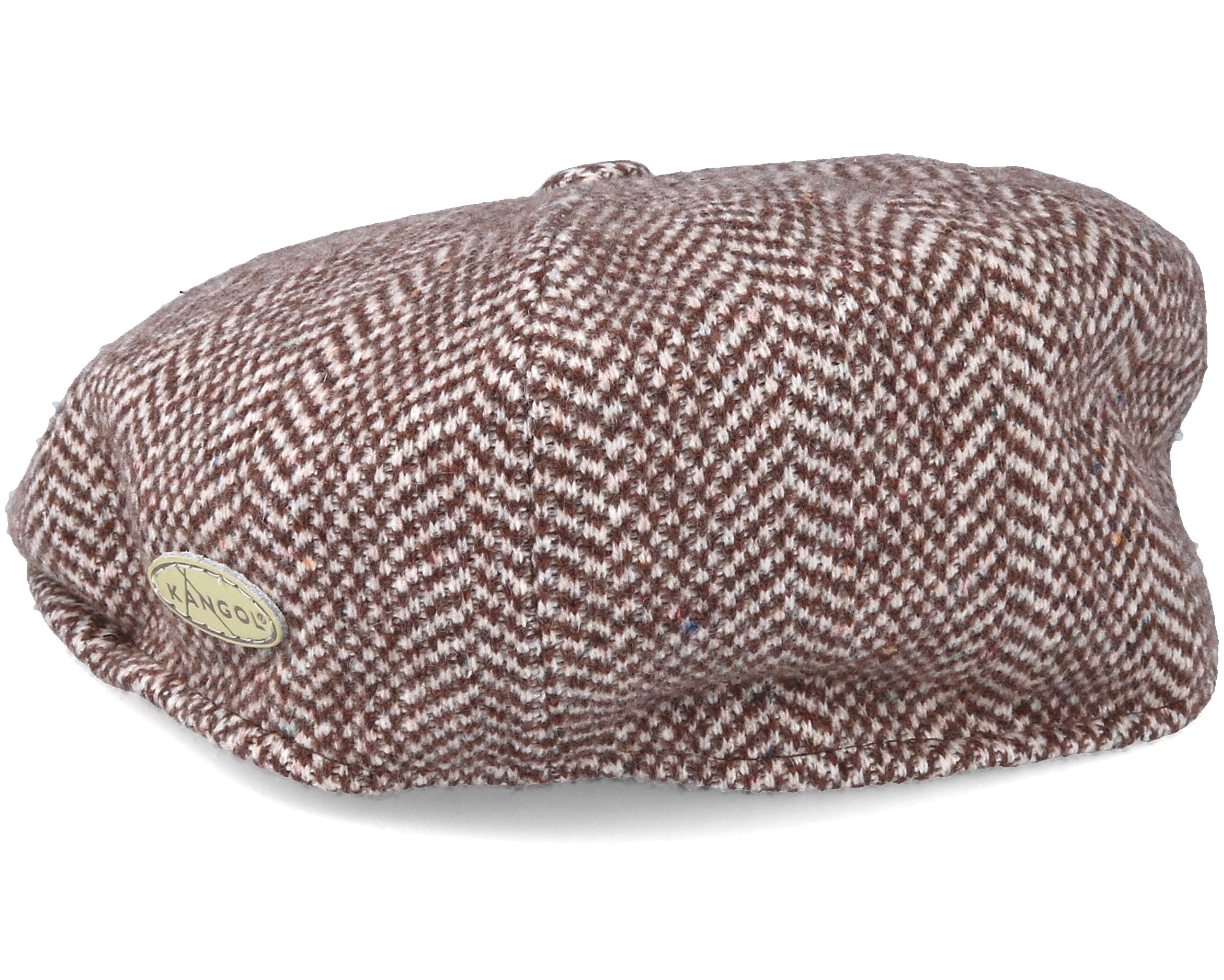 Herringbone 504 Brown Flat Cap Kangol caps Hatstore.co.uk