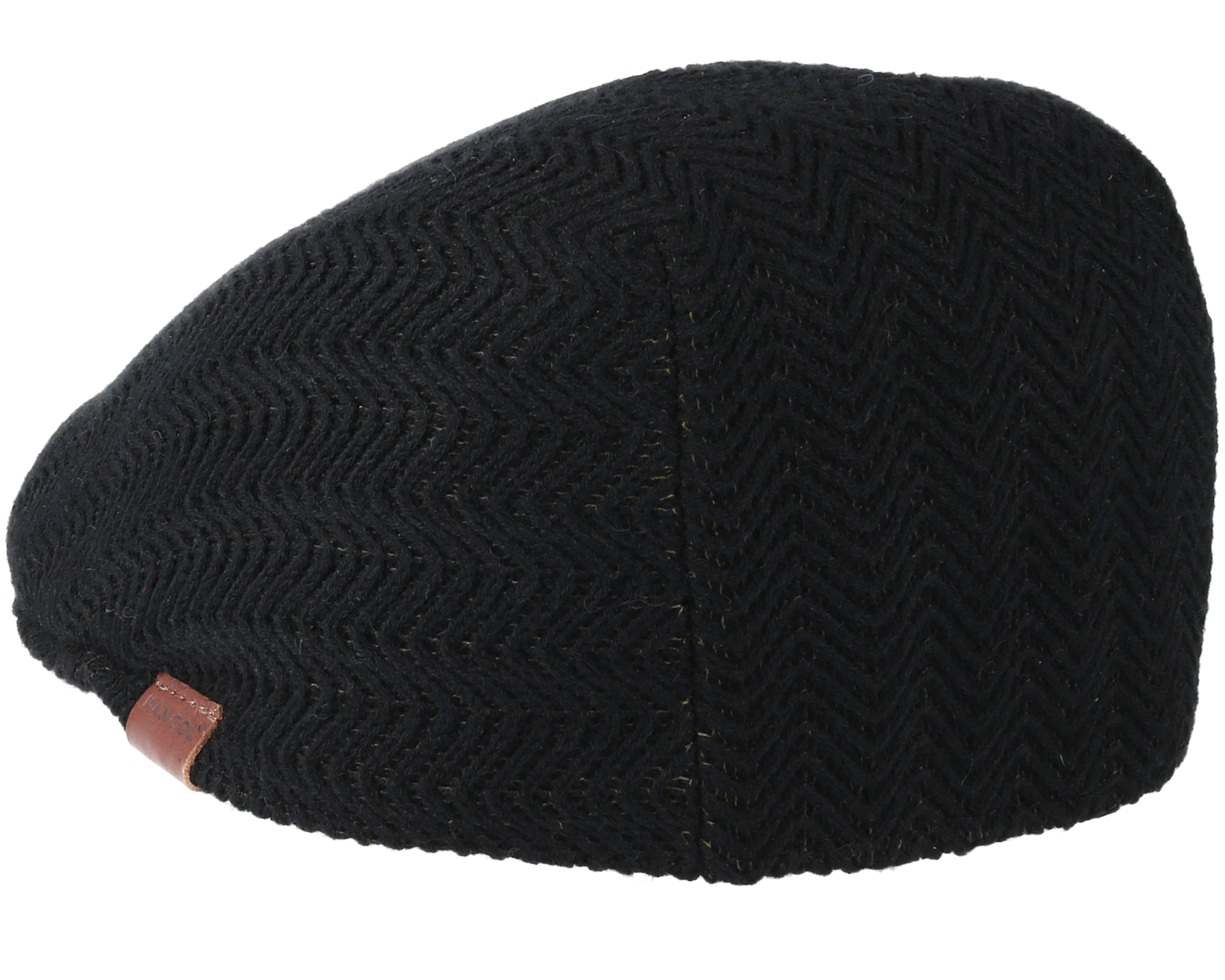 Herringbone Rib 507 Black Flat Cap - Kangol caps | Hatstore.co.uk