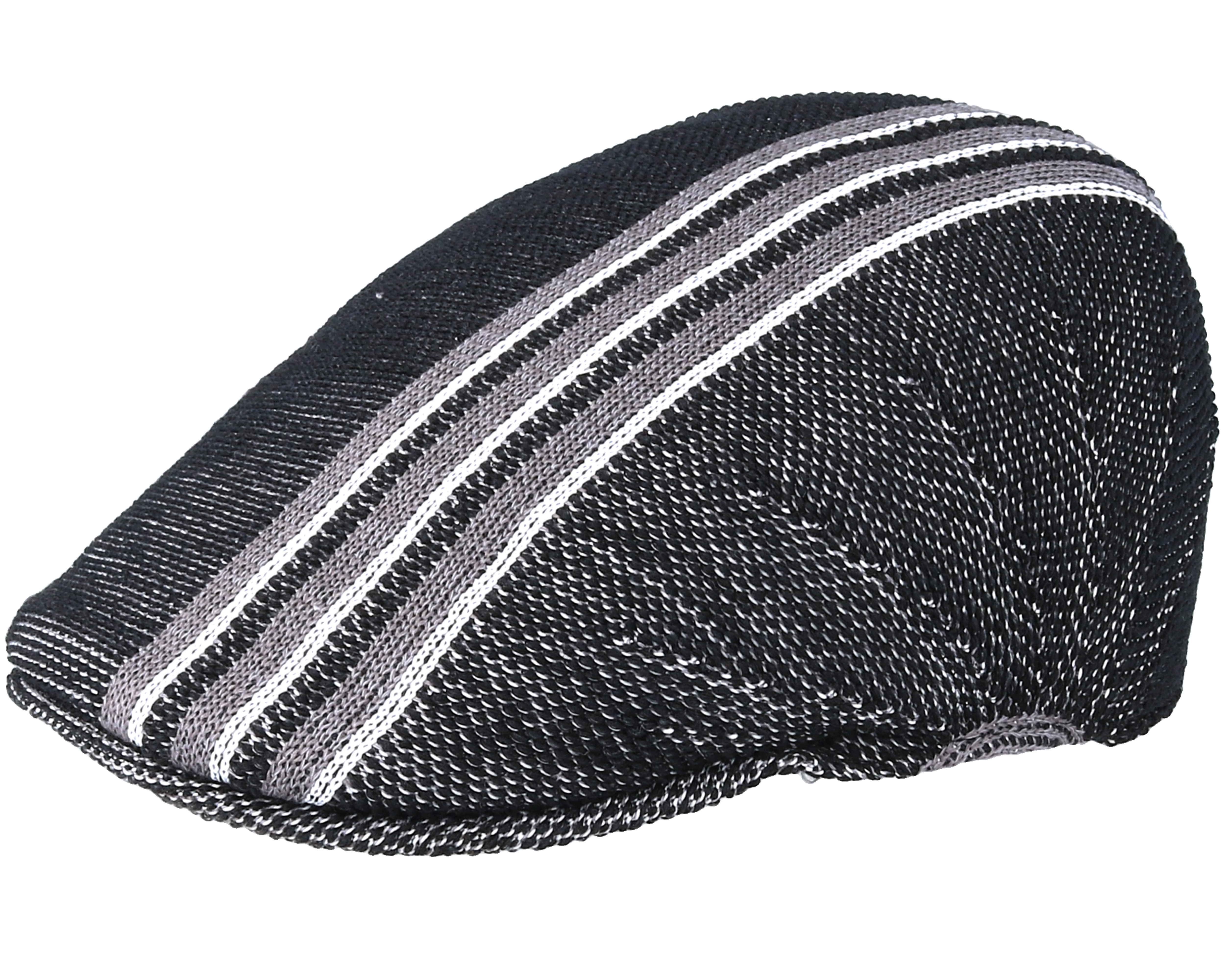 Travel Stripe 507 Black Flat Cap - Kangol caps | Hatstore.co.uk