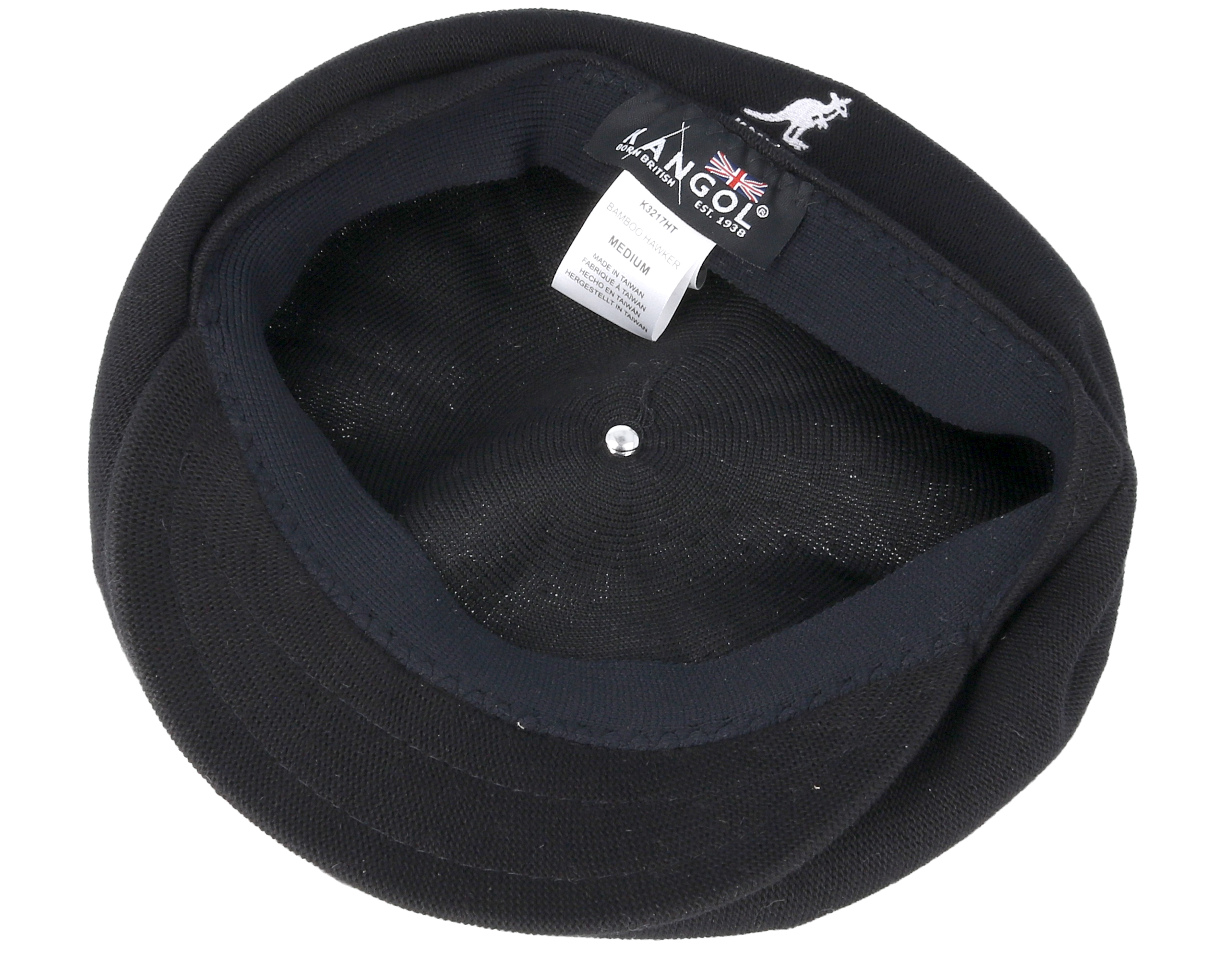 Bamboo Hawker Black Flat Cap Kangol caps Hatstore.co.uk