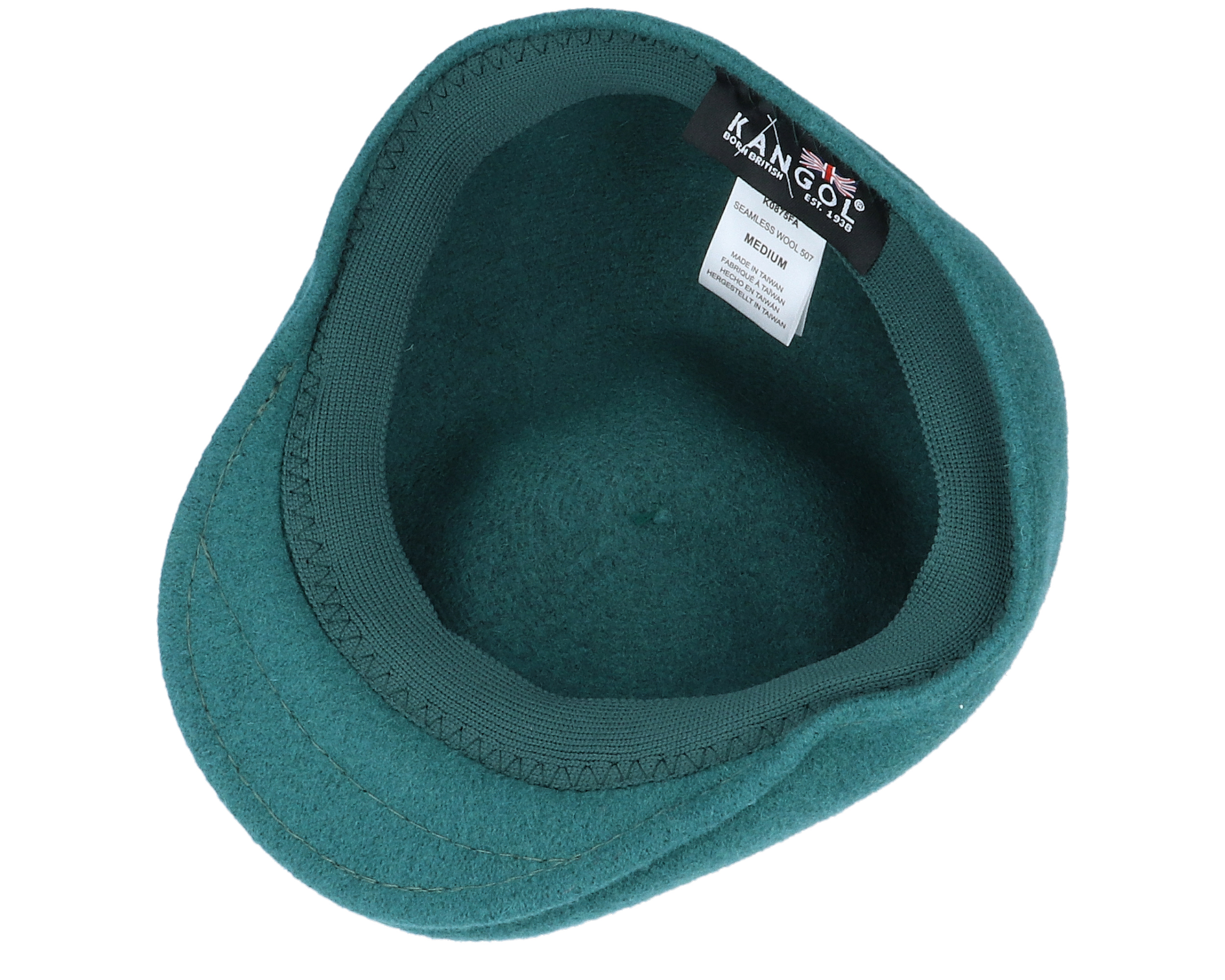 Seamless Wool 507 Dk Lichen Green Flat Cap Kangol caps Hatstore.co.uk