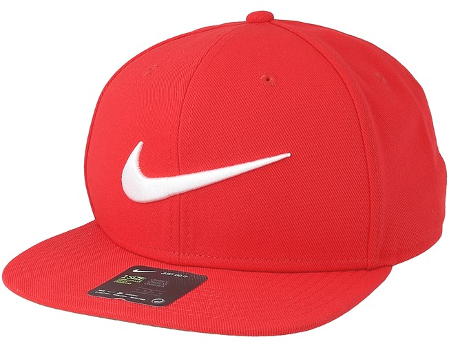 red nike hat with white swoosh