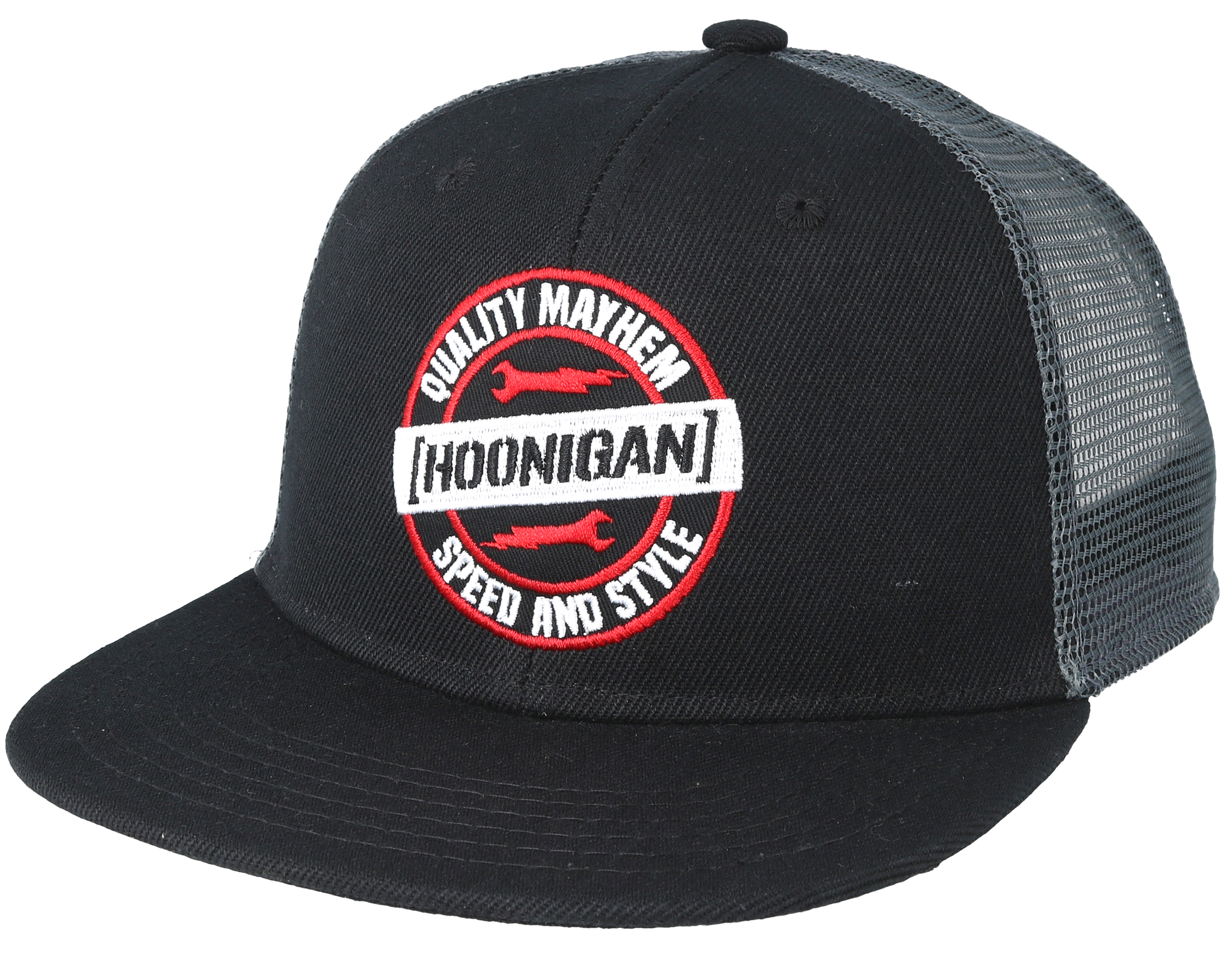 Speed And Style Black Trucker Snapback Hoonigan caps