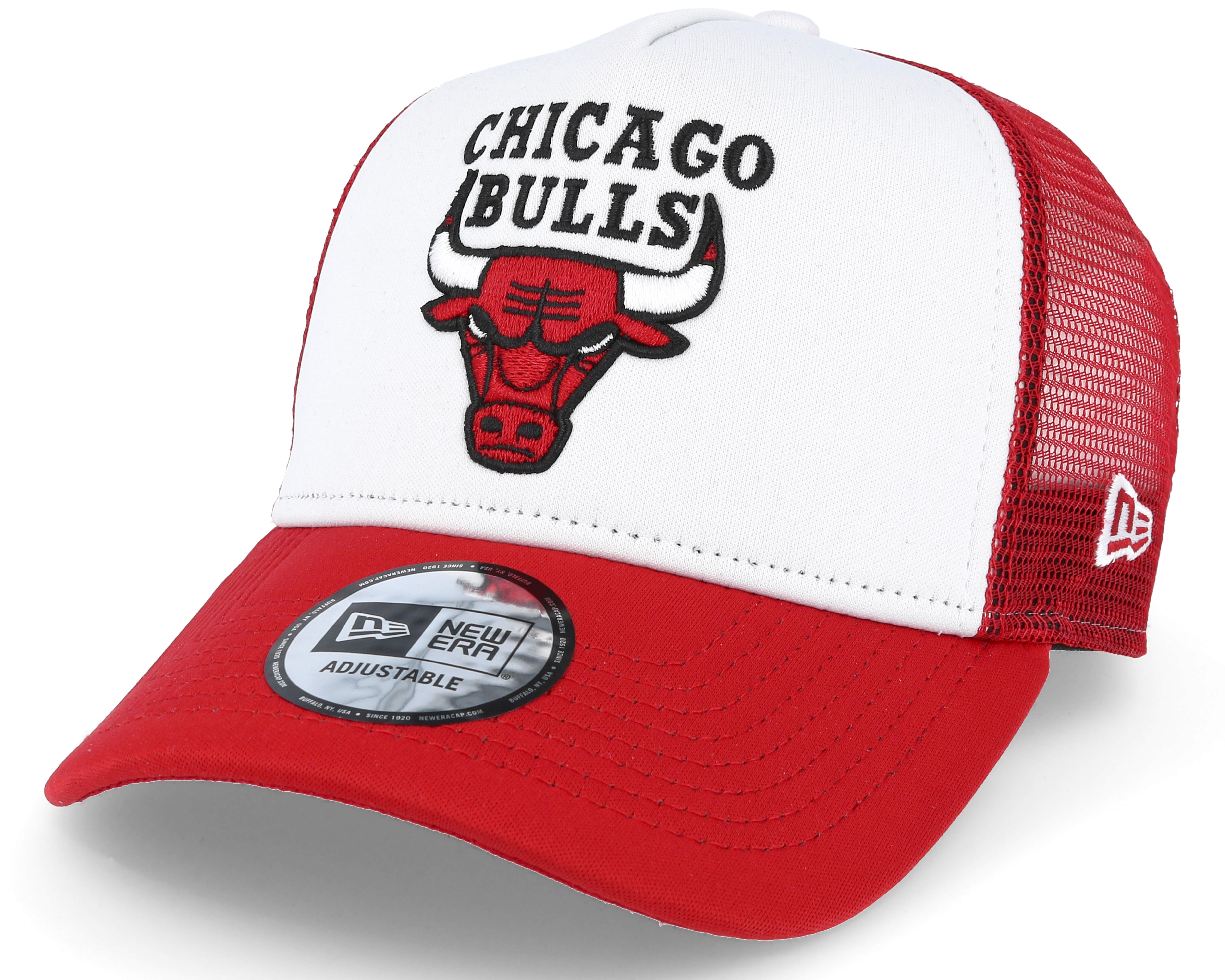 Chicago Bulls White/Red Trucker Adjustable New Era caps Hatstore.co.uk