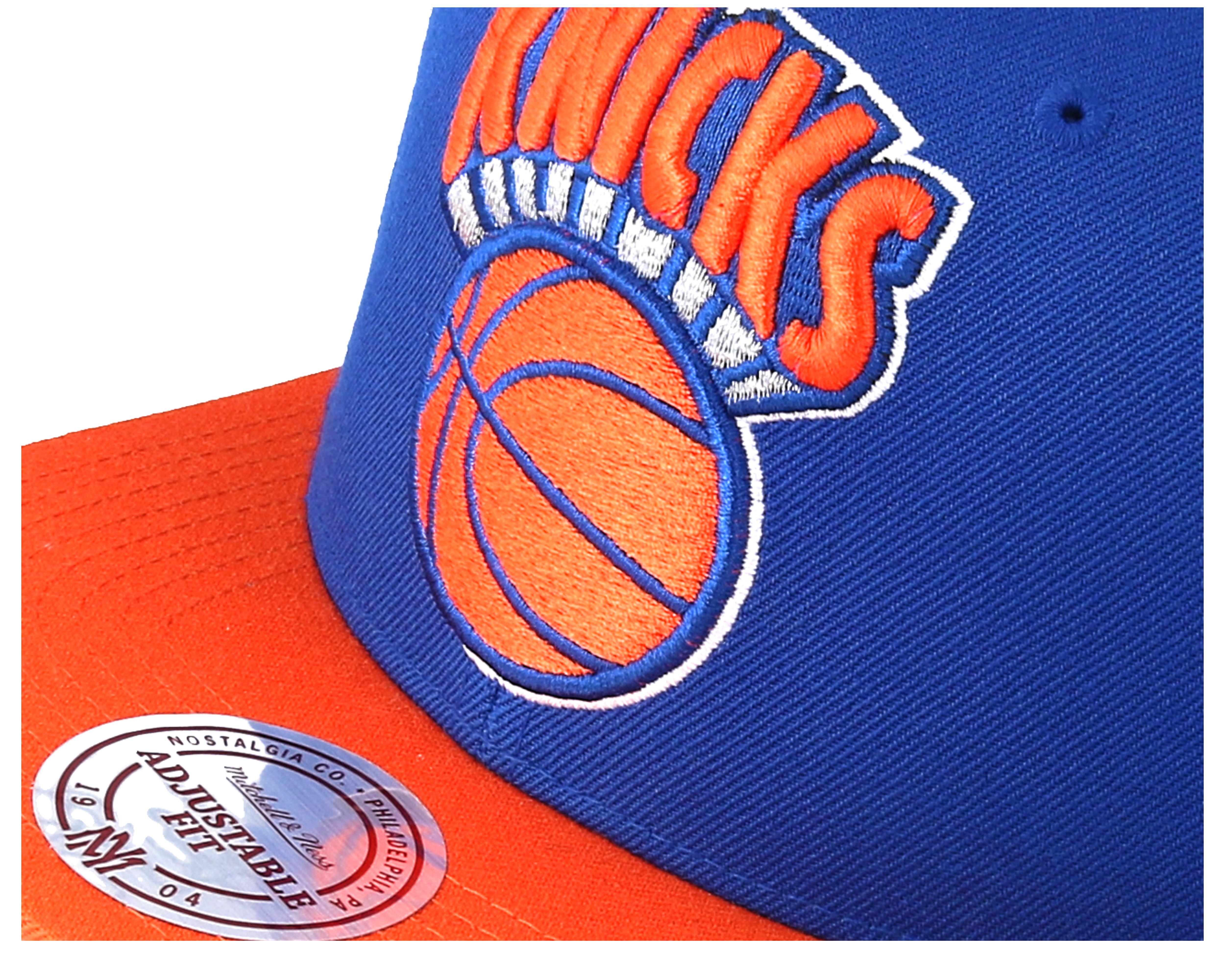 New York Knicks XL Logo 2 Tone Orange/Blue Snapback - Mitchell & Ness ...