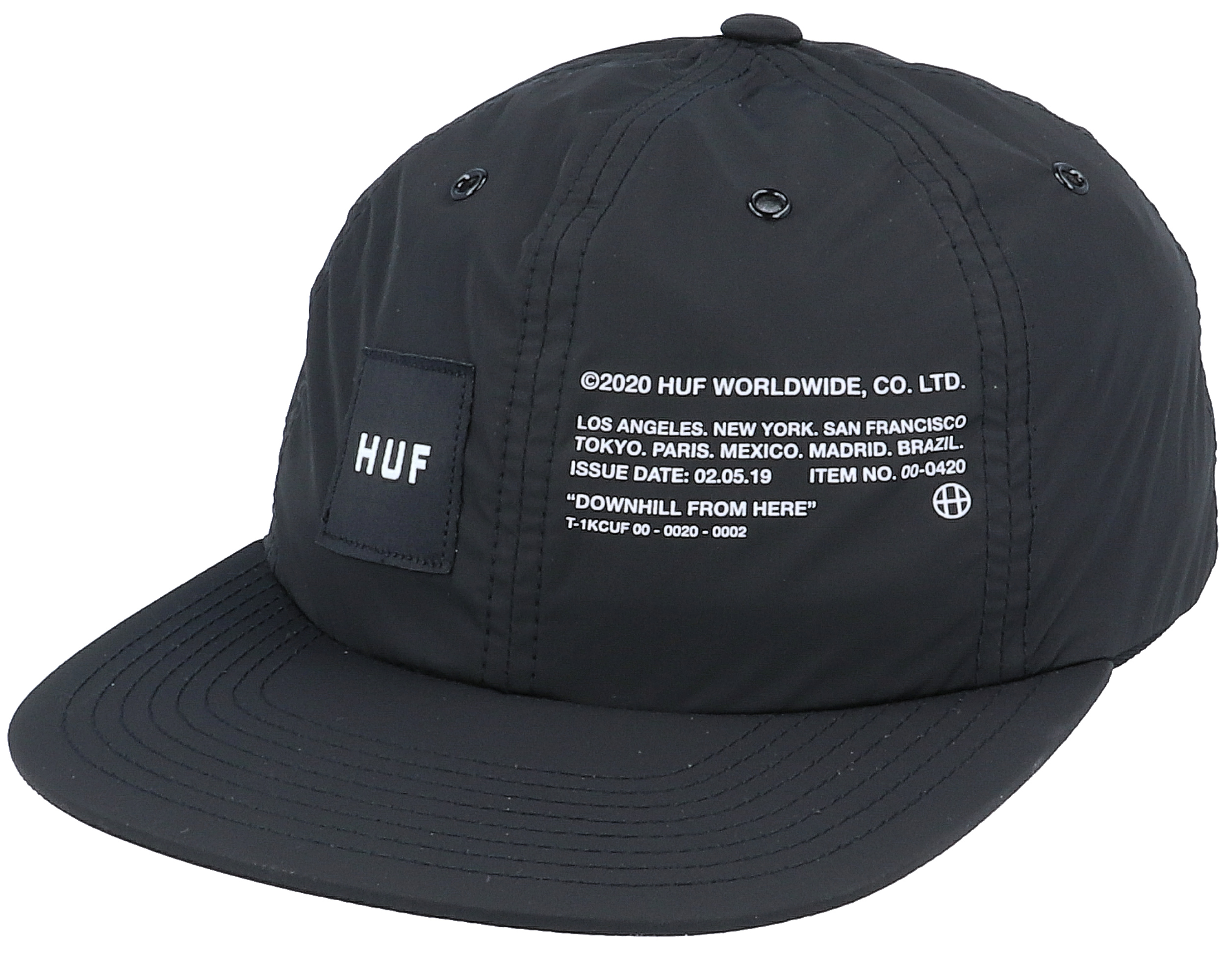 Offset 6 Panel Hat Black Snapback HUF cap Hatstore.ch